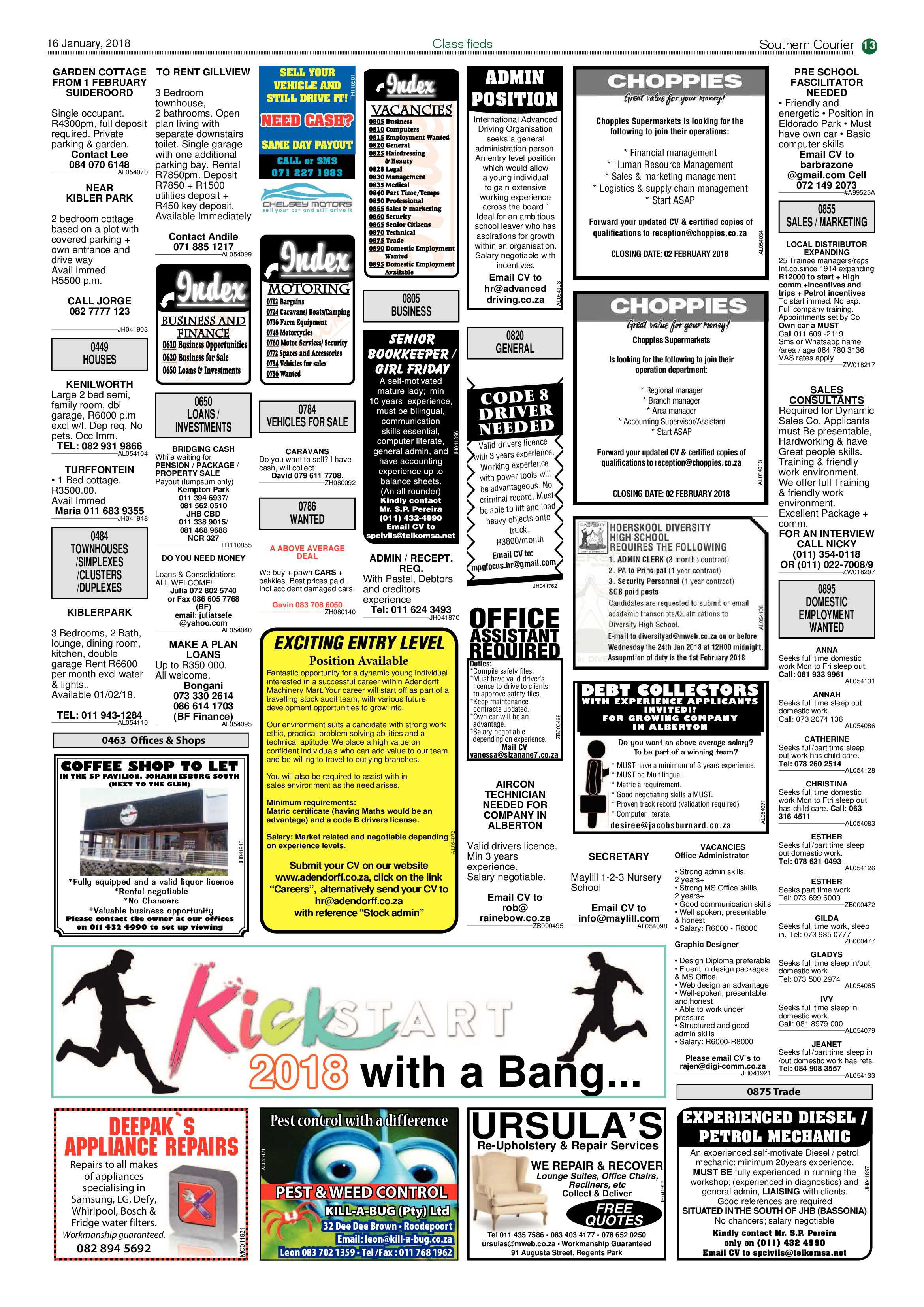 Southern Courier 16 January 2018 page 13