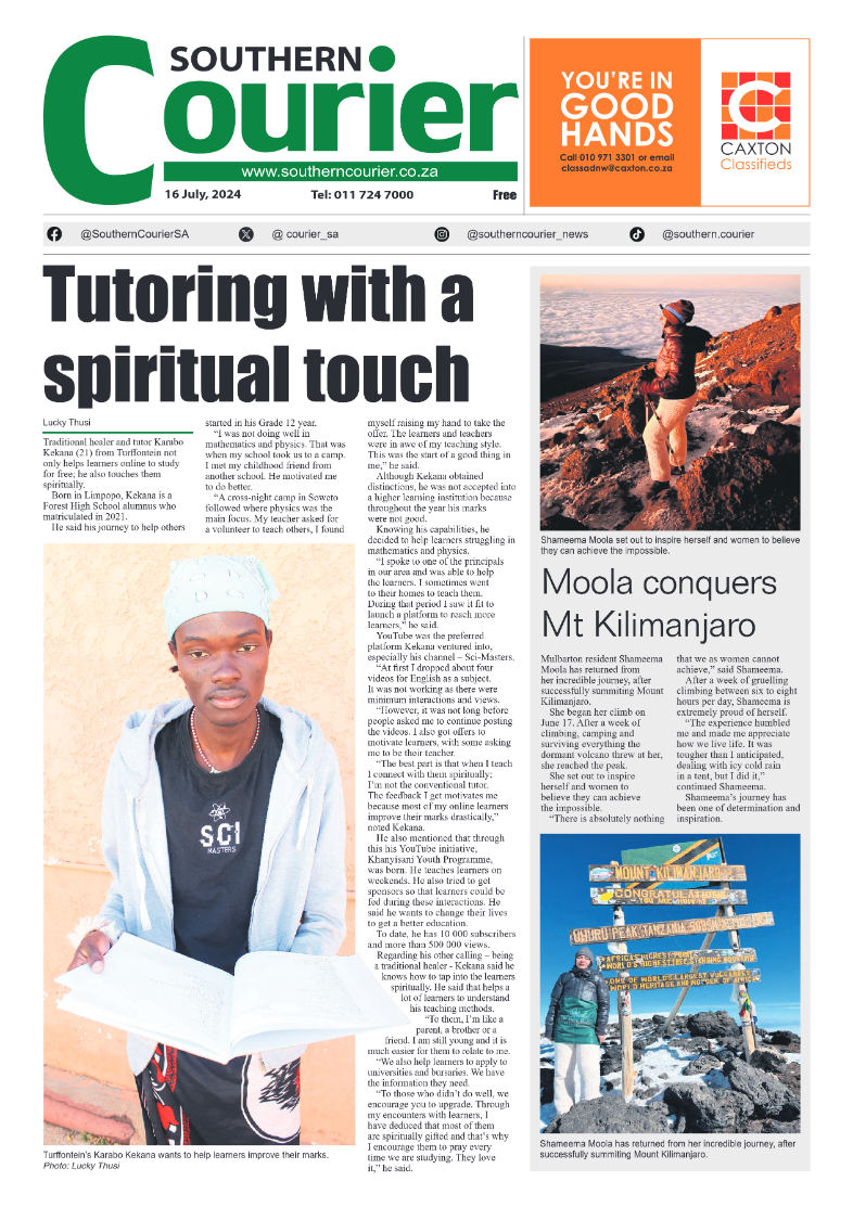 Southern Courier 16 July 2024 page 1