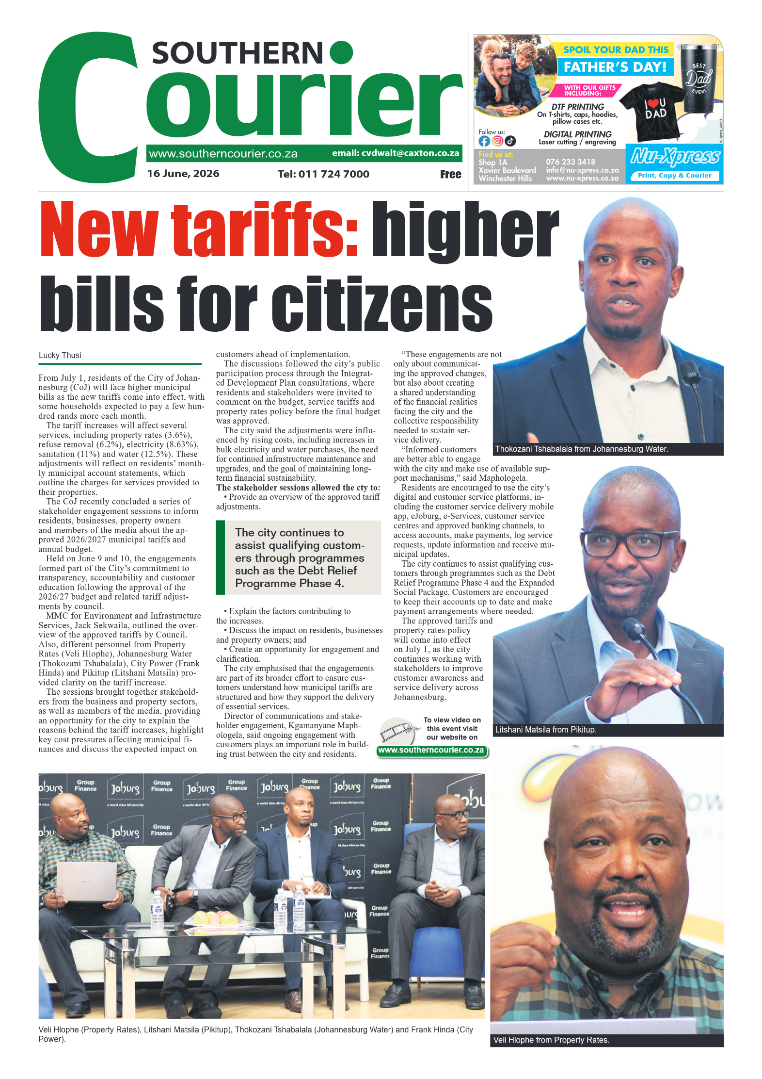 Southern Courier 16 June 2026 page 1