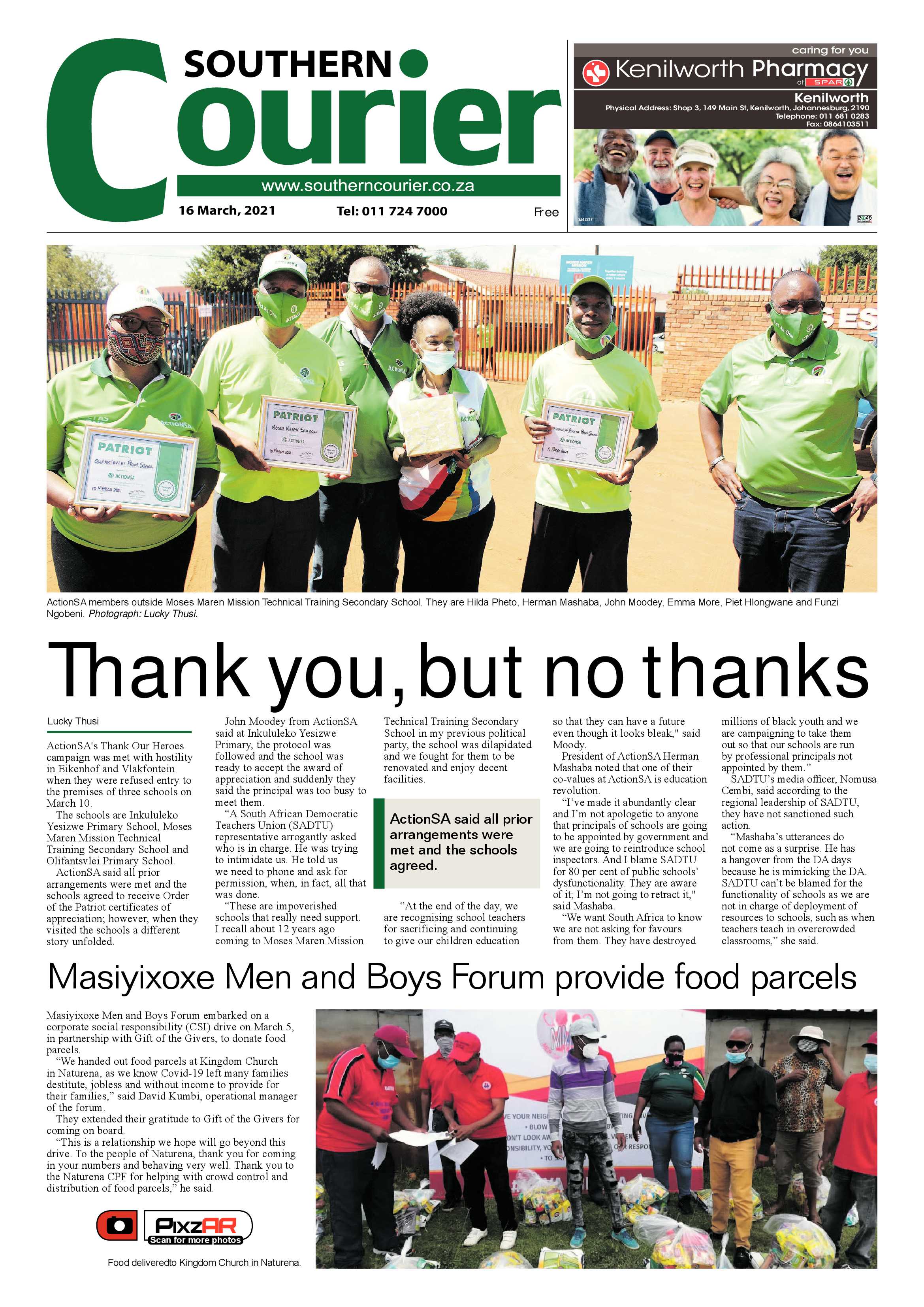 Southern Courier 16 March 2021 page 1