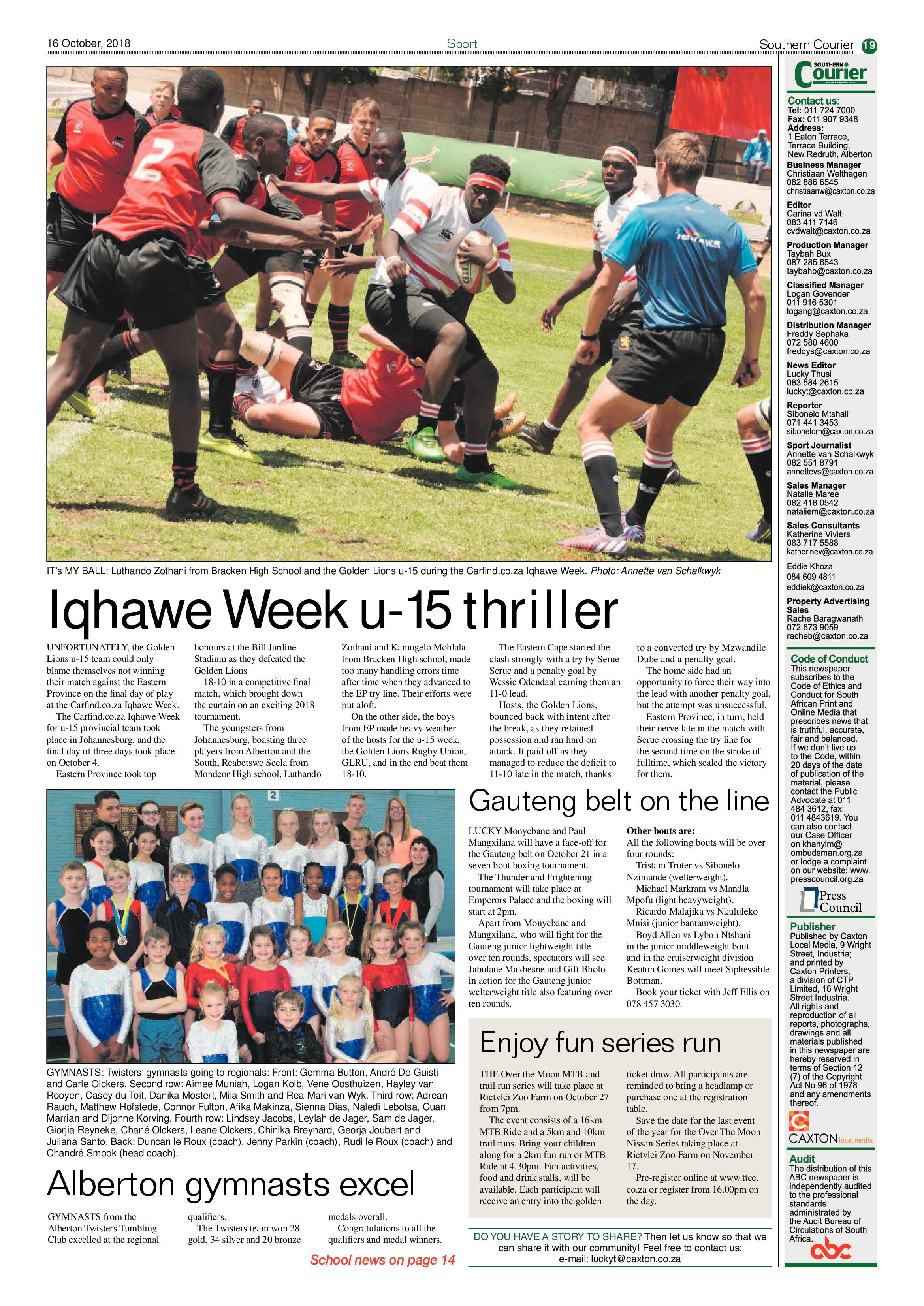 Southern Courier 16 October 2018 page 19