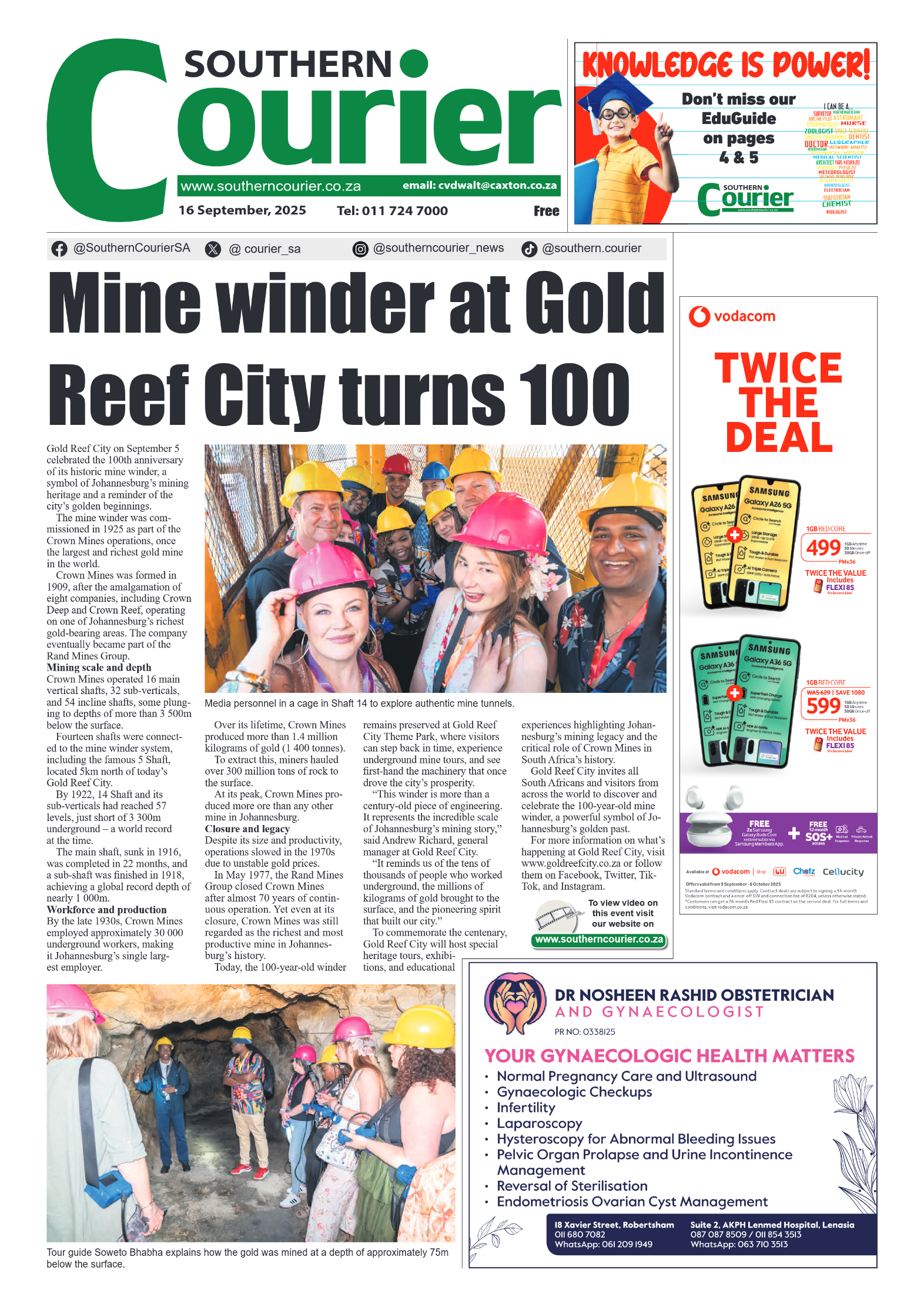 Southern Courier 16 September 2025 page 1