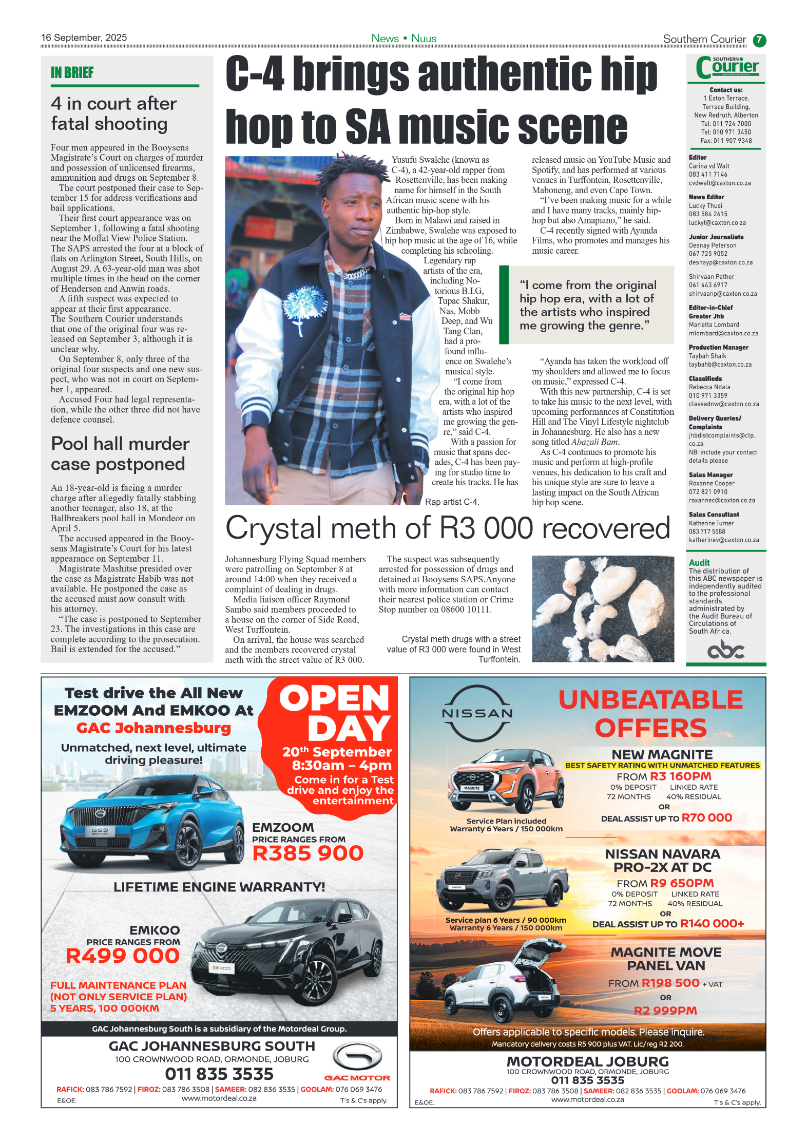 Southern Courier 16 September 2025 page 7