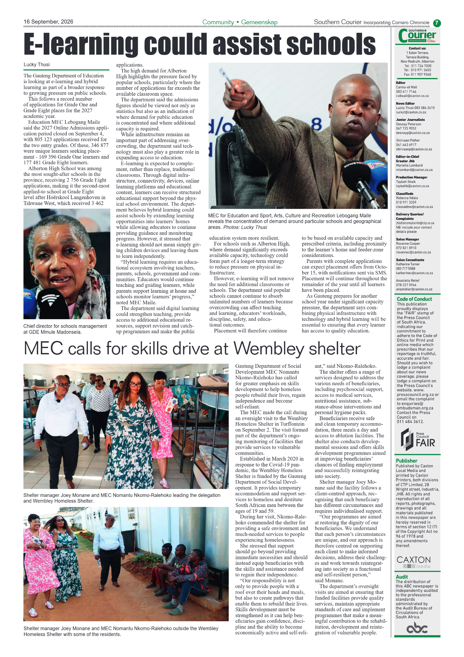 Southern Courier 16 September 2026 page 7