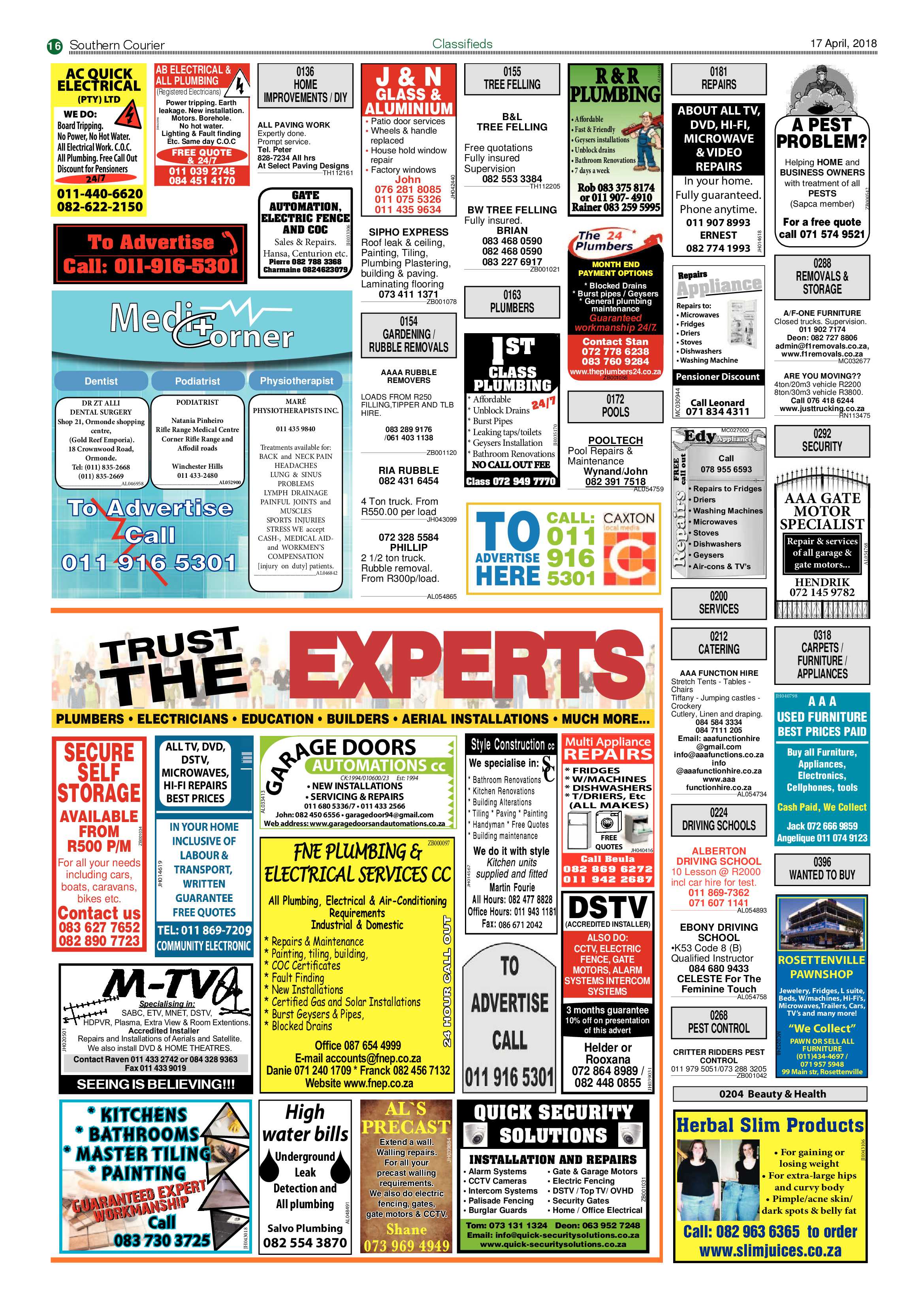 Southern Courier 17 April 2018 page 16