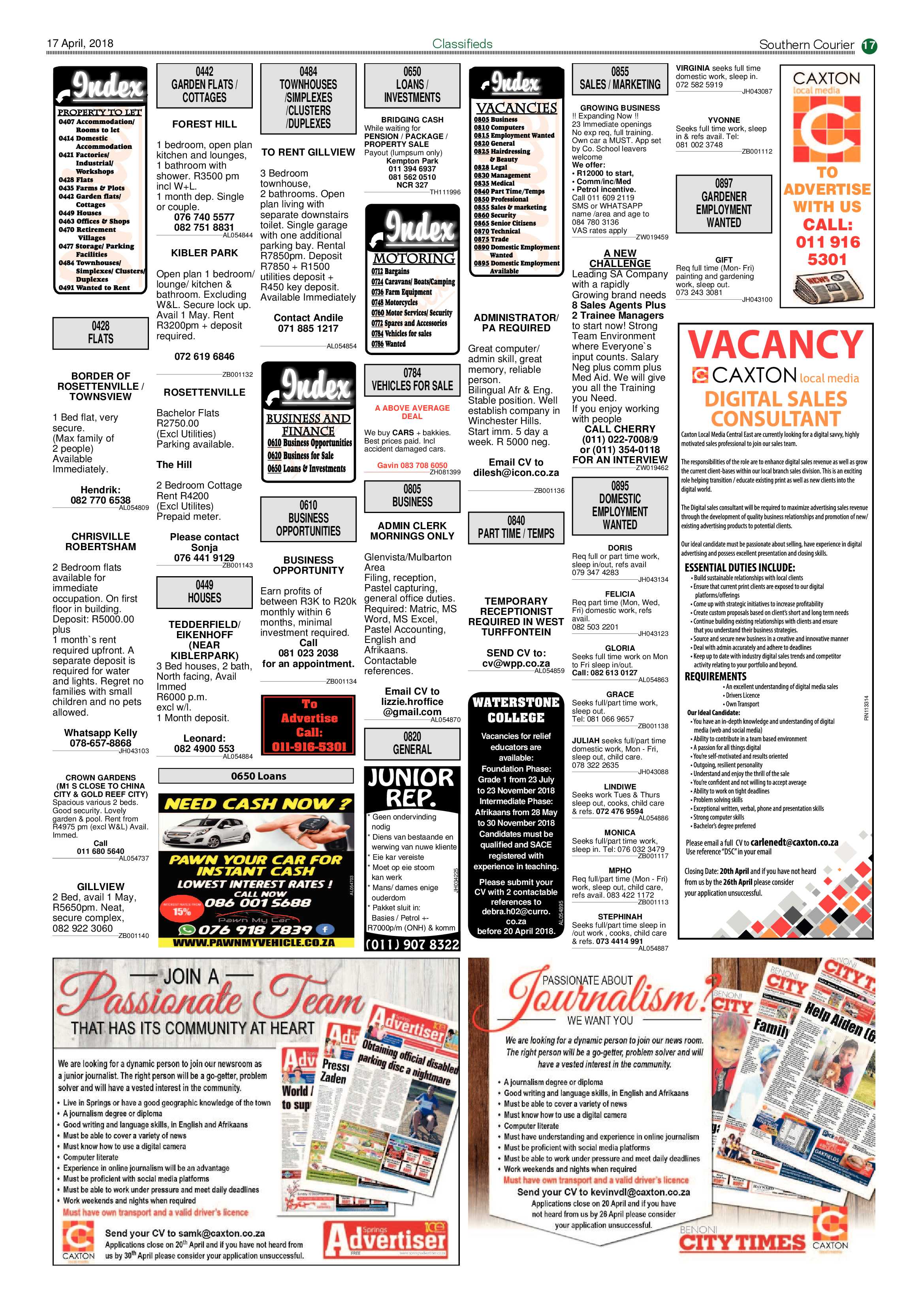 Southern Courier 17 April 2018 page 17