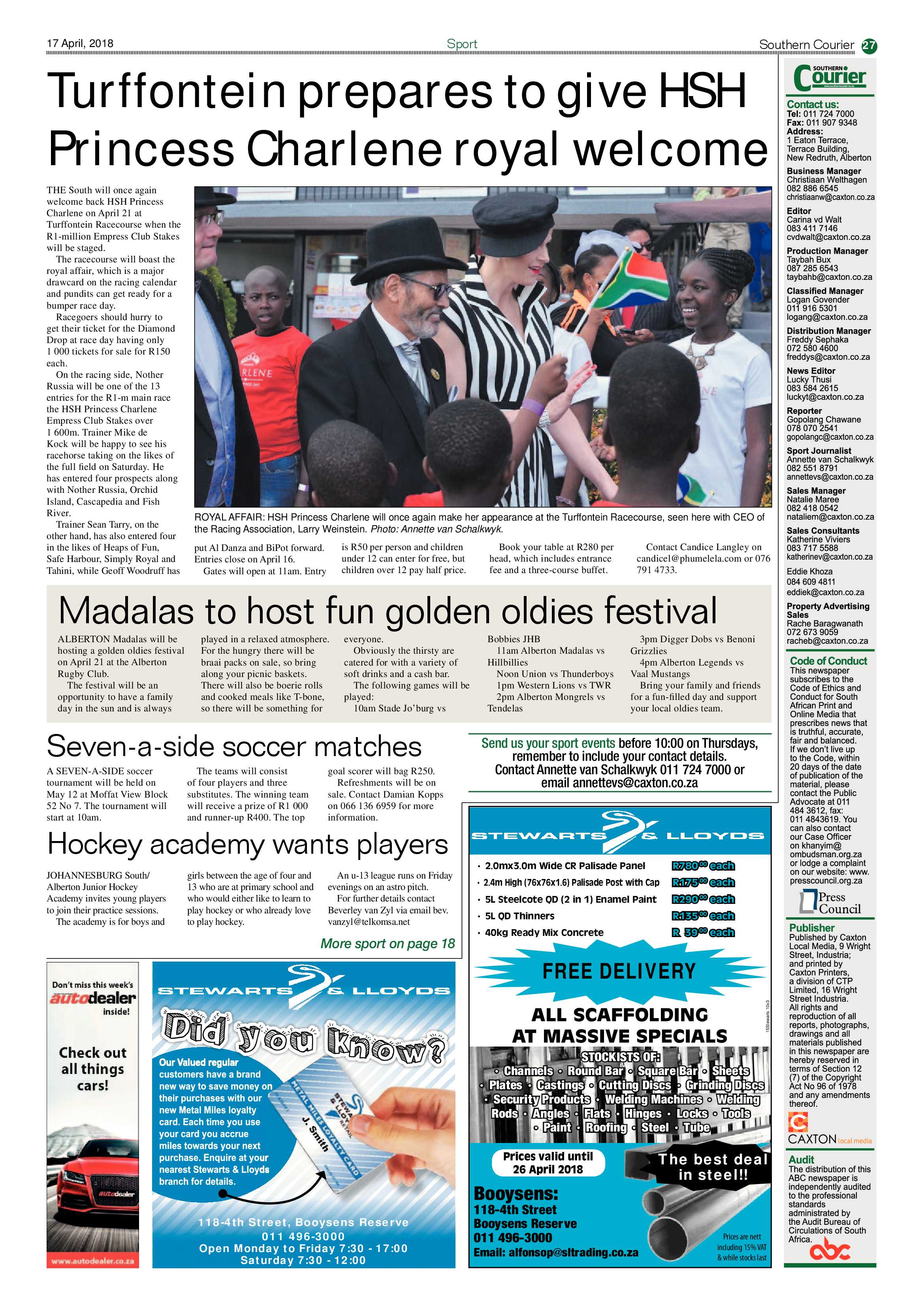 Southern Courier 17 April 2018 page 27