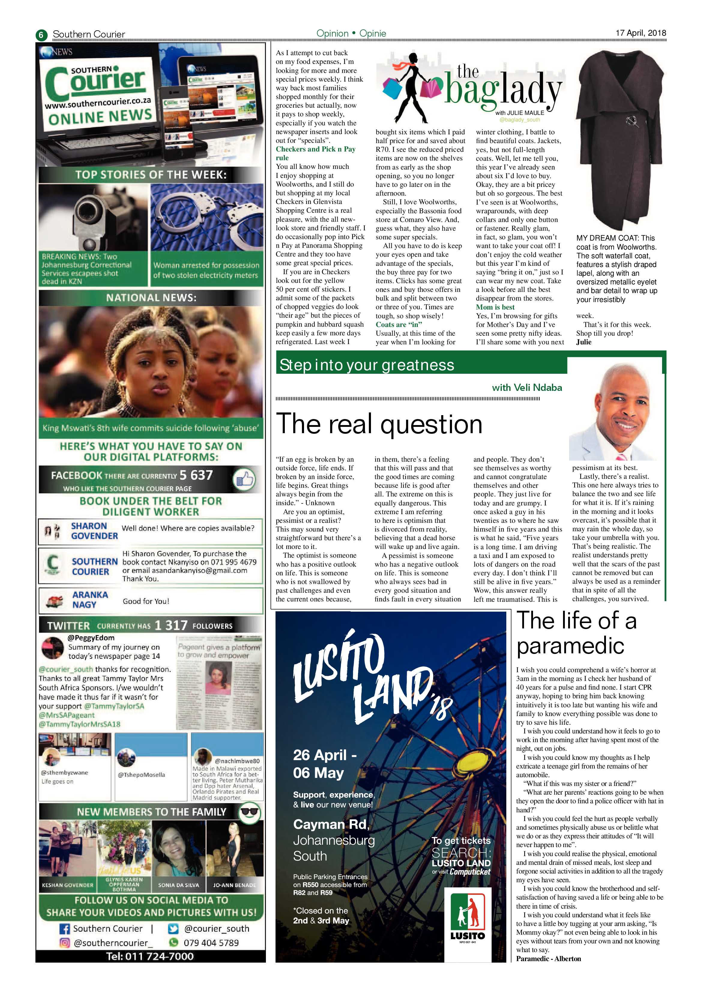 Southern Courier 17 April 2018 page 6