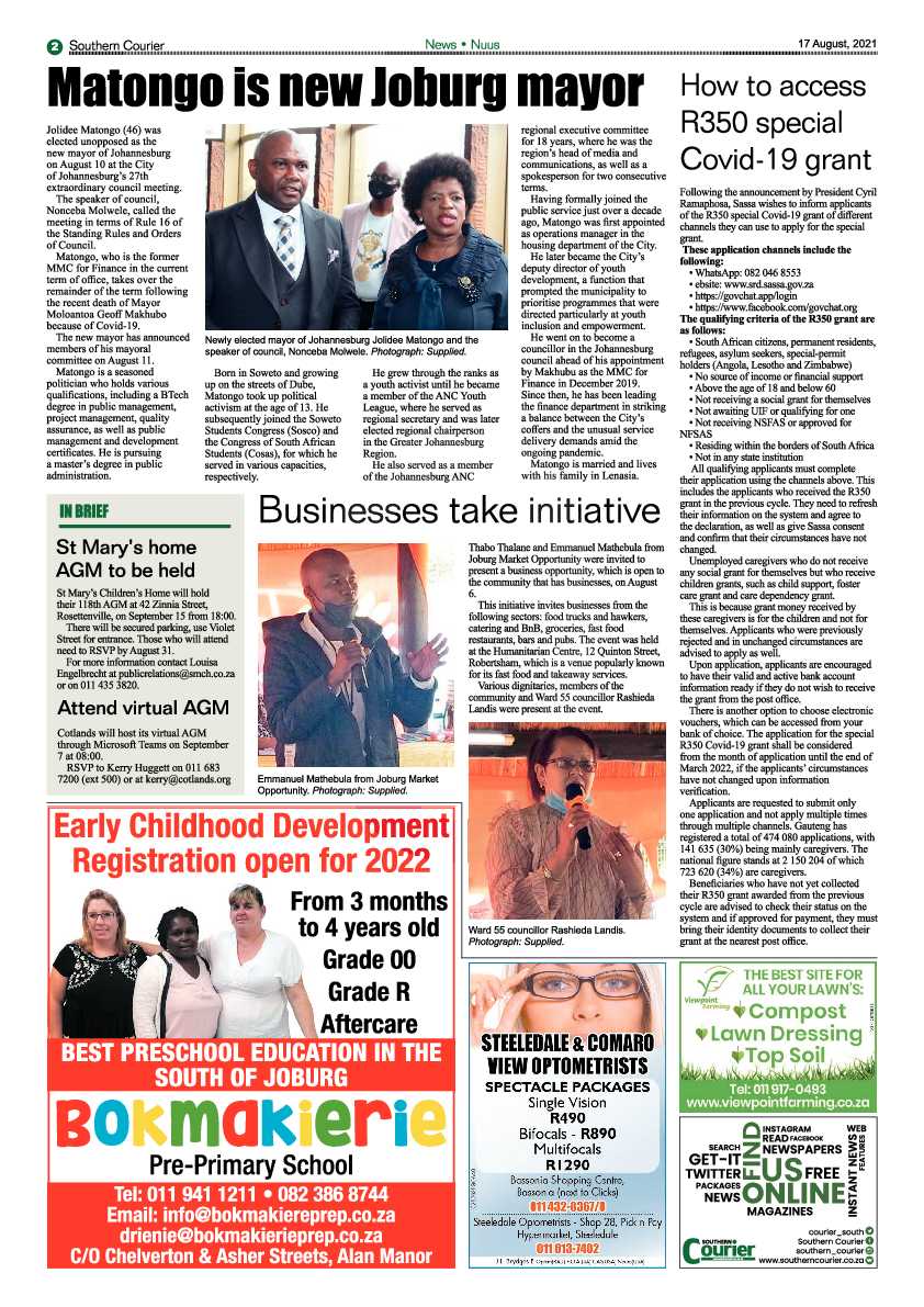 Southern Courier 17 August 2021 page 2