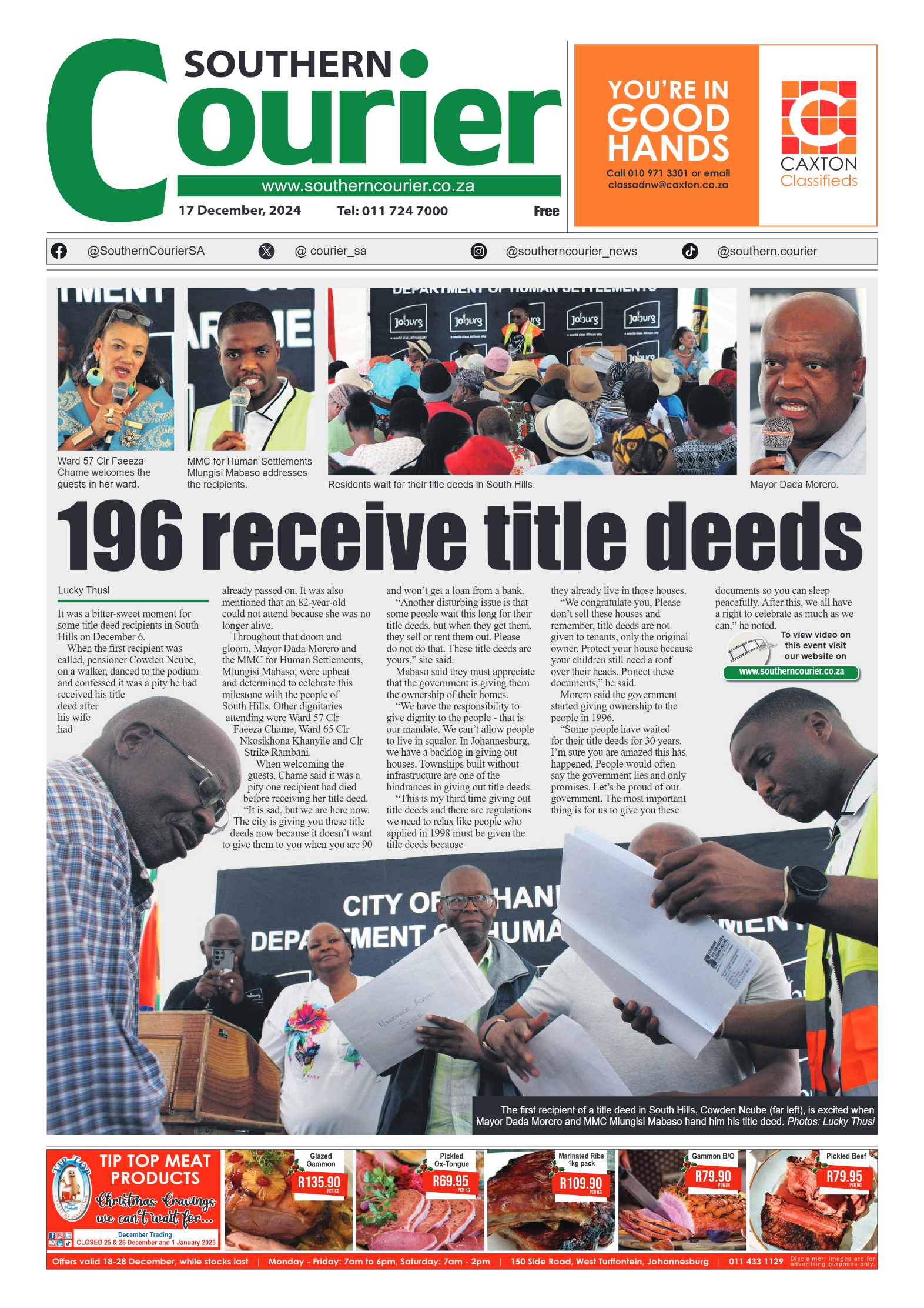 Southern Courier 17 December 2024 page 1