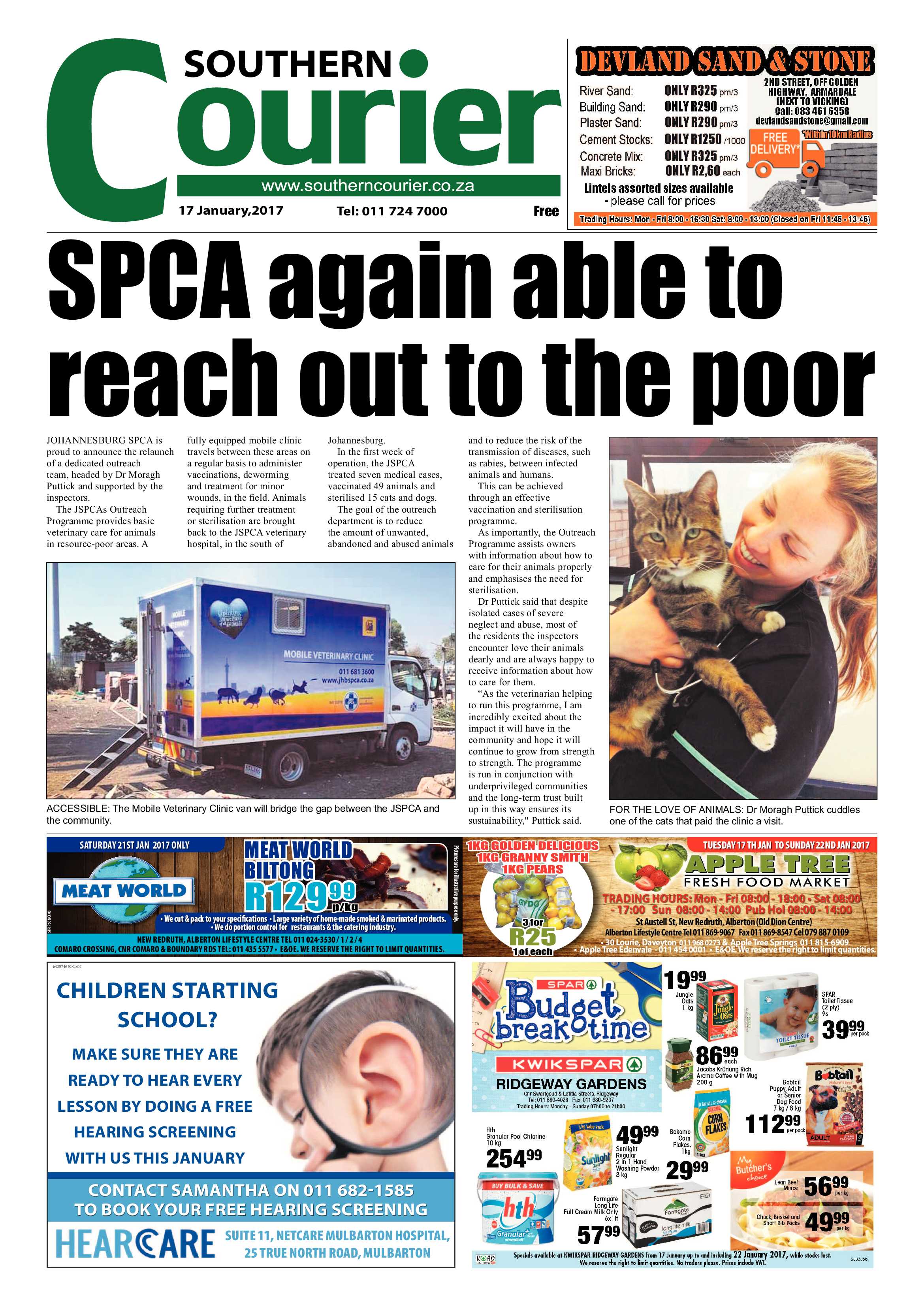 Southern Courier 17 January 2017 page 1