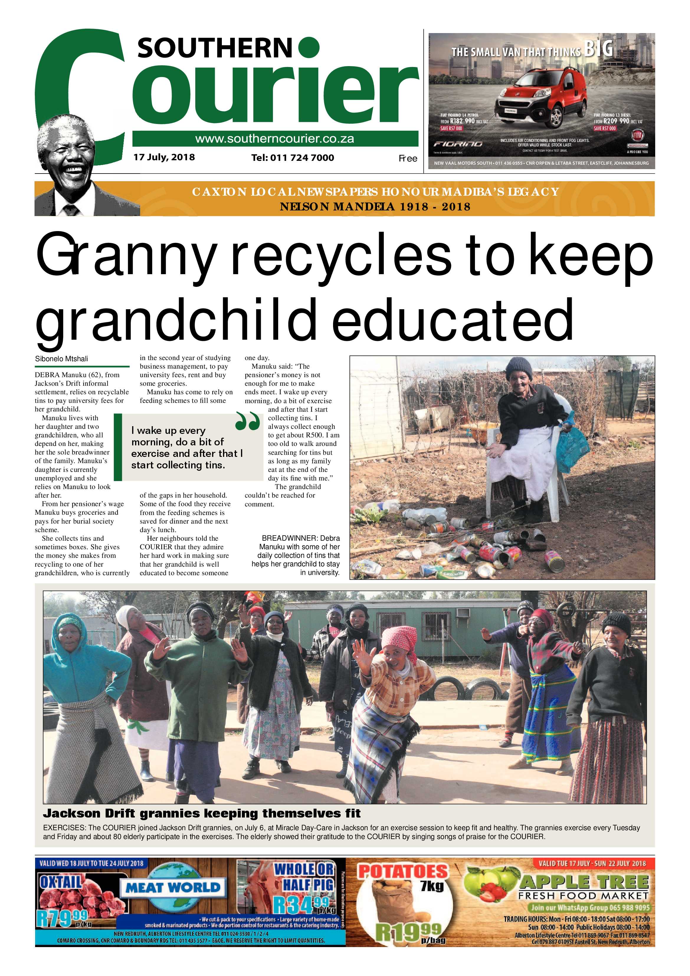 Southern Courier 17 July 2018 page 1