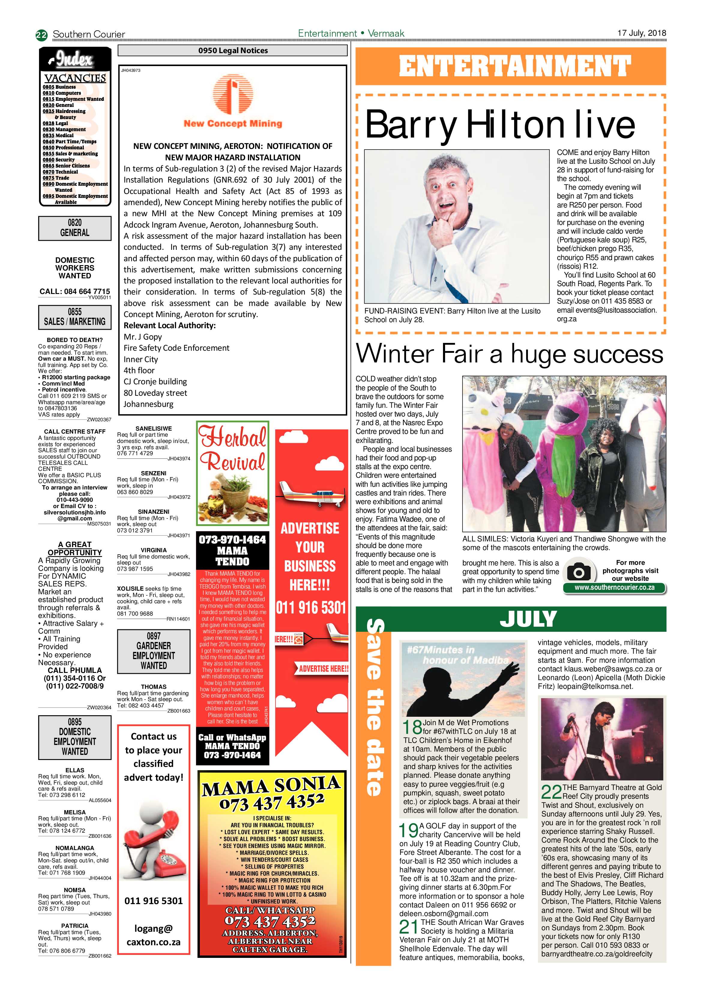 Southern Courier 17 July 2018 page 22
