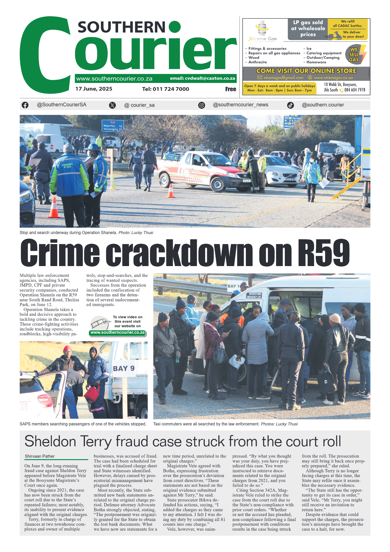 Southern Courier 17 June 2025 page 1