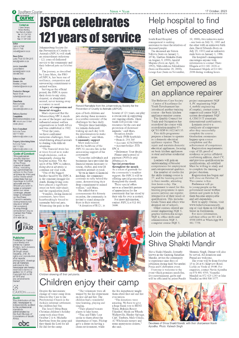 Southern Courier 17 October 2023 page 2