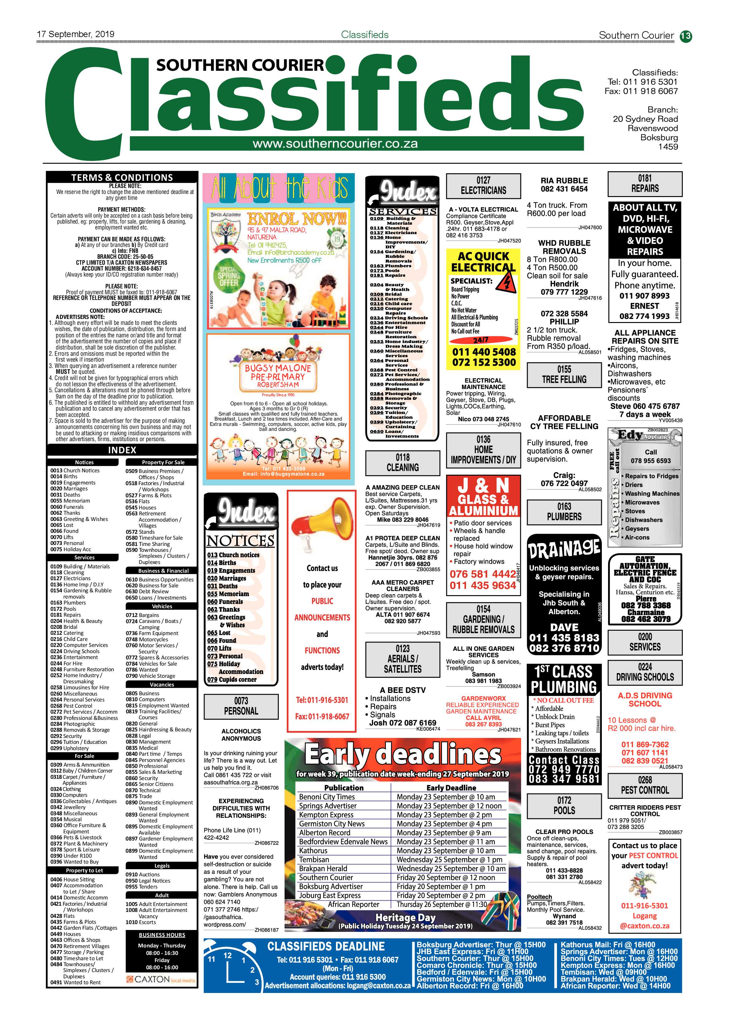Southern Courier 17 September 2019 page 13