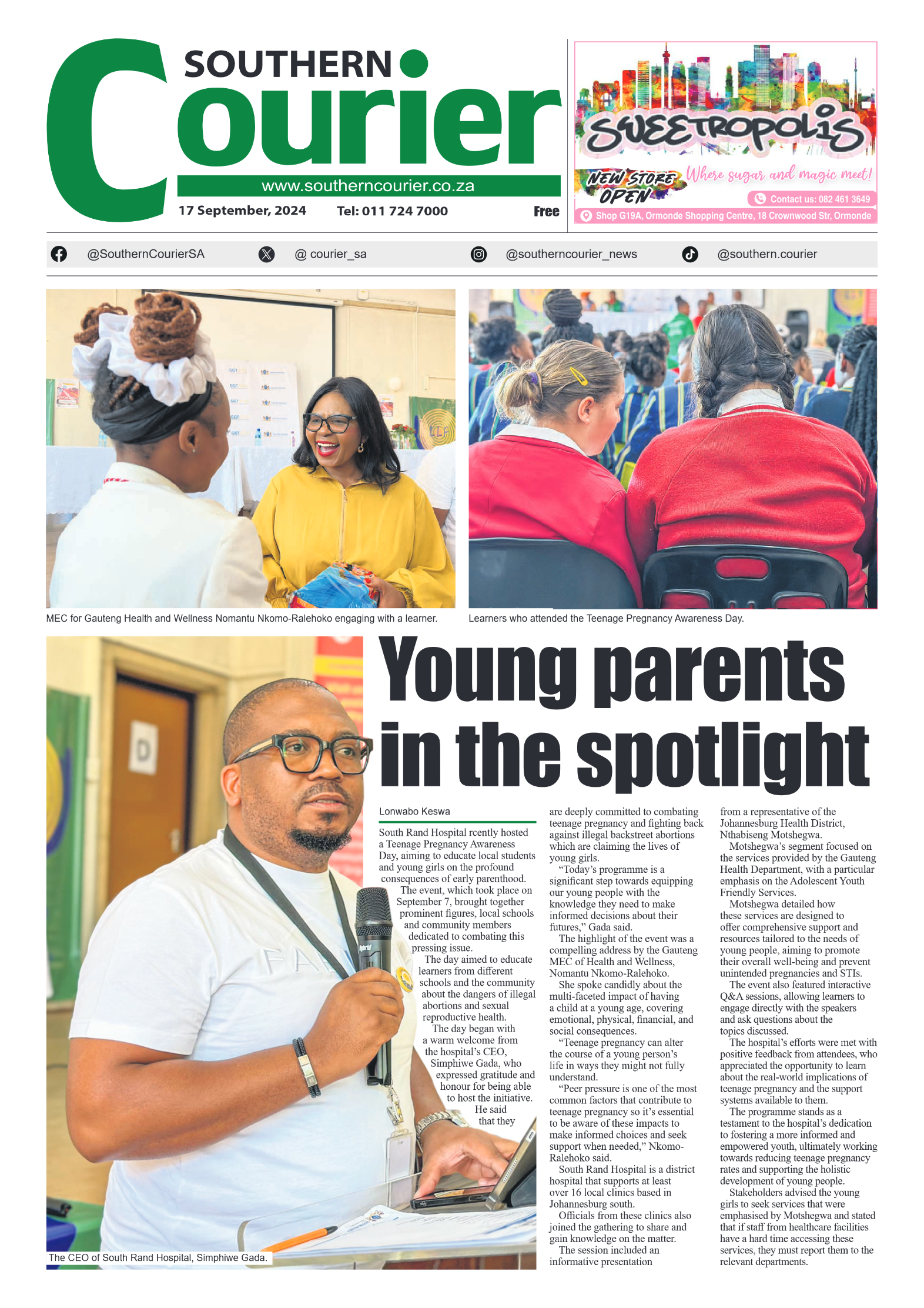 Southern Courier 17 September 2024 page 1