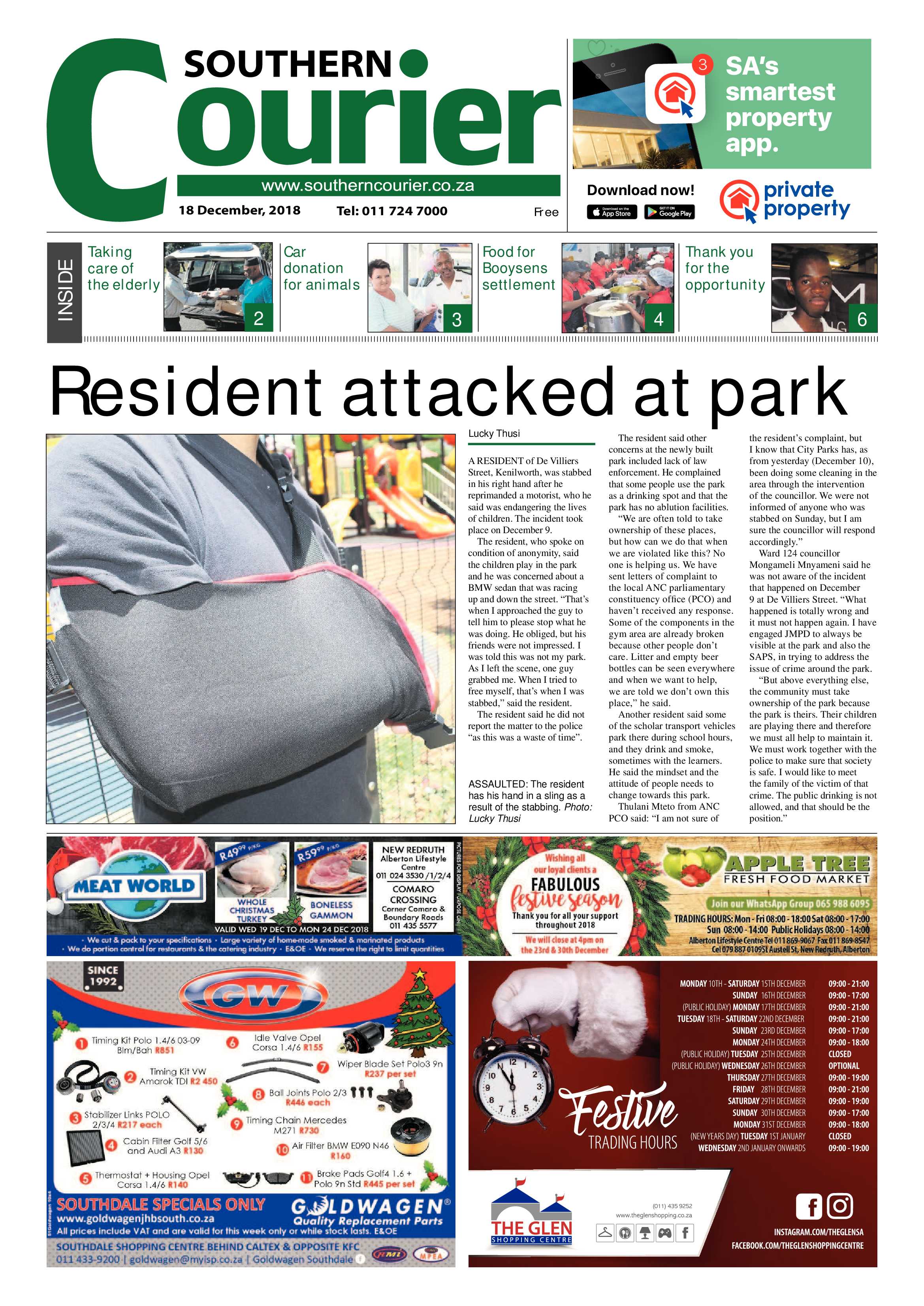 Southern Courier 18 December 2018 page 1