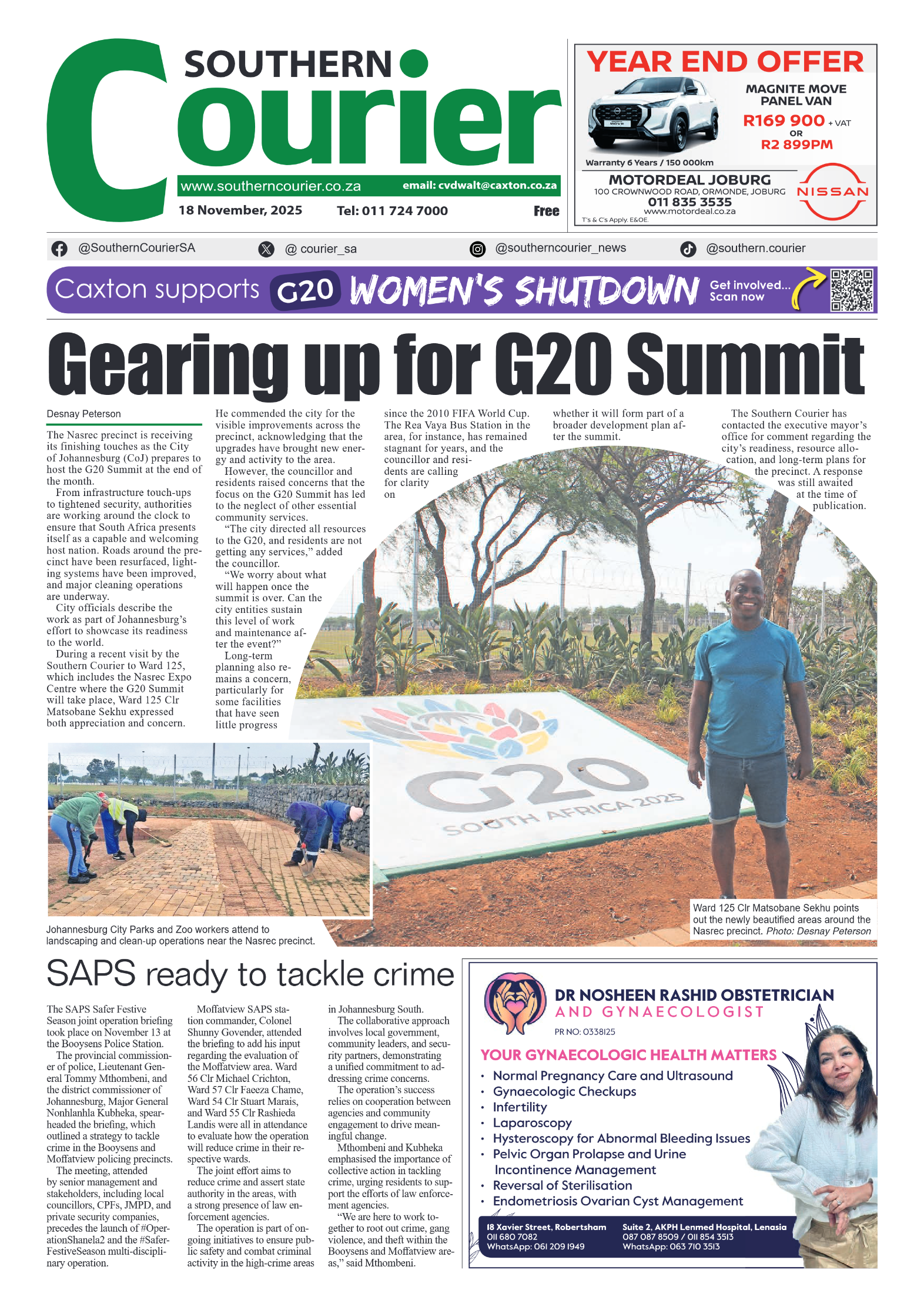 Southern Courier 18 November 2025 page 1