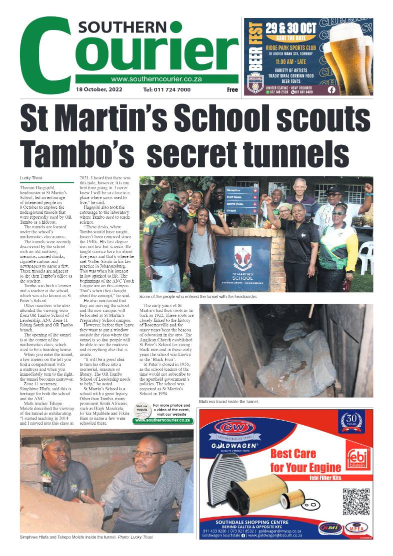 Southern Courier 18 October 2022 page 1