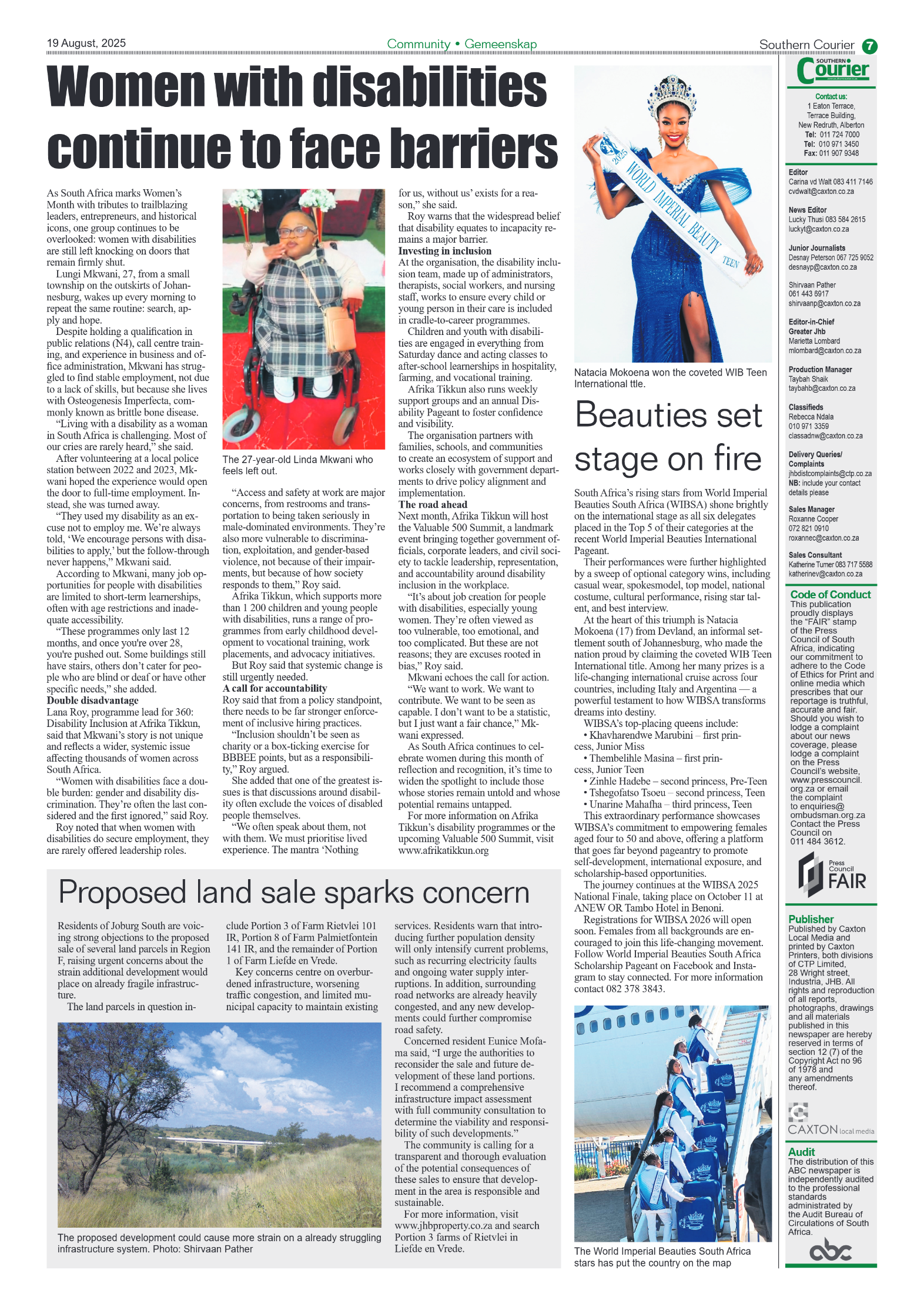 Southern Courier 19 August 2025 page 7