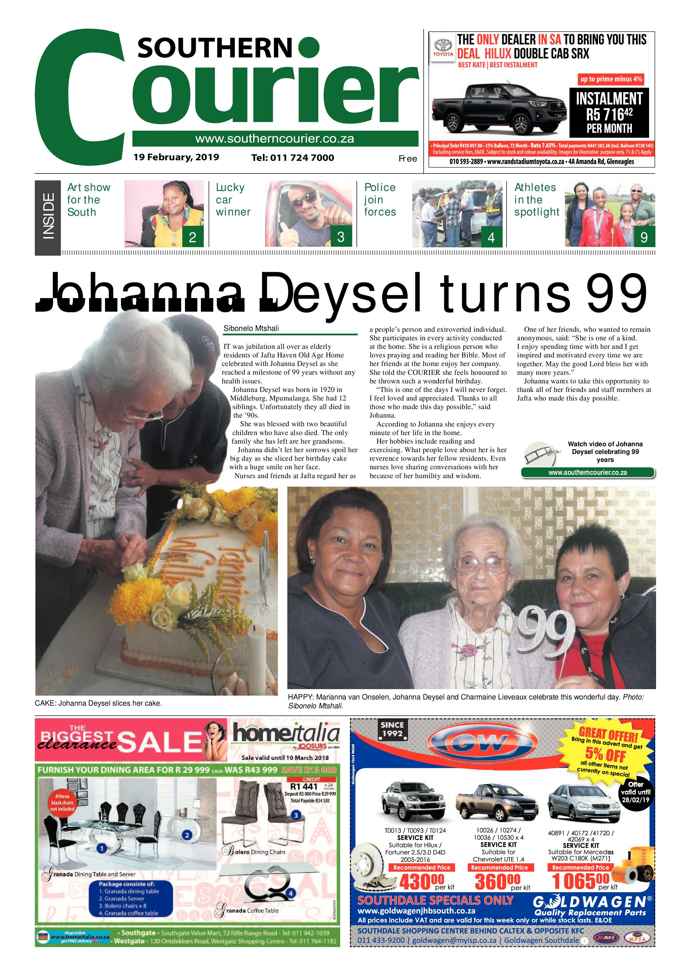 Southern Courier 19 February 2019 page 1