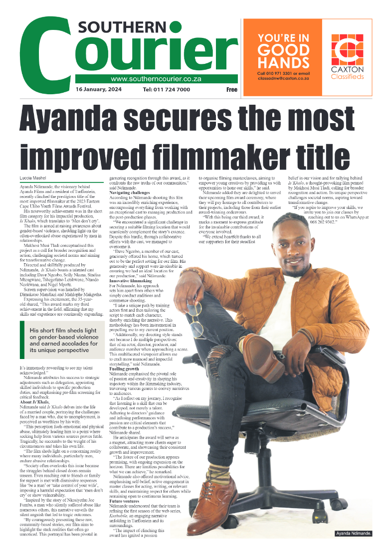 Southern Courier 19 January 2024 page 1