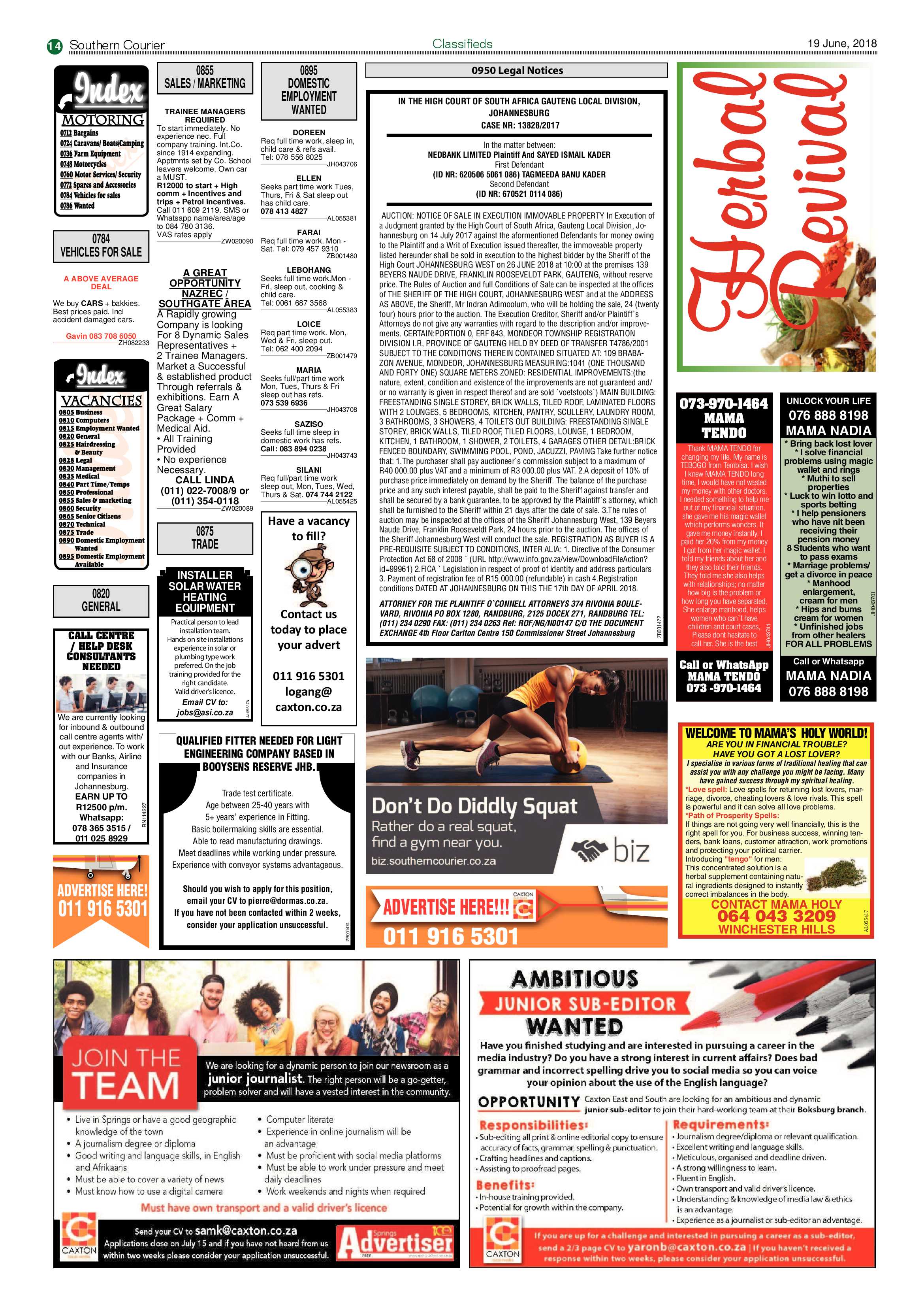 Southern Courier 19 June 2018 page 14