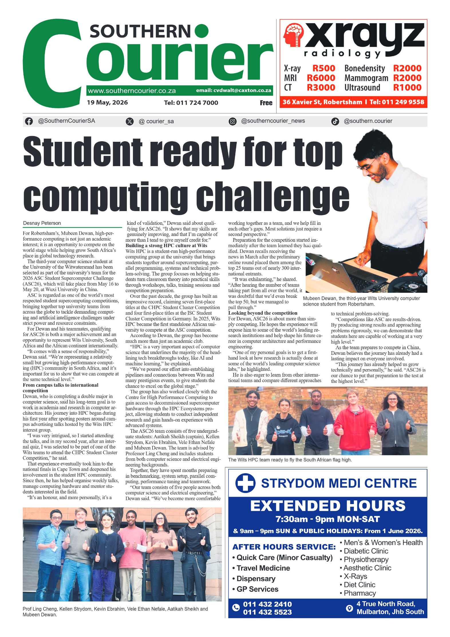 Southern Courier 19 May 2026 page 1