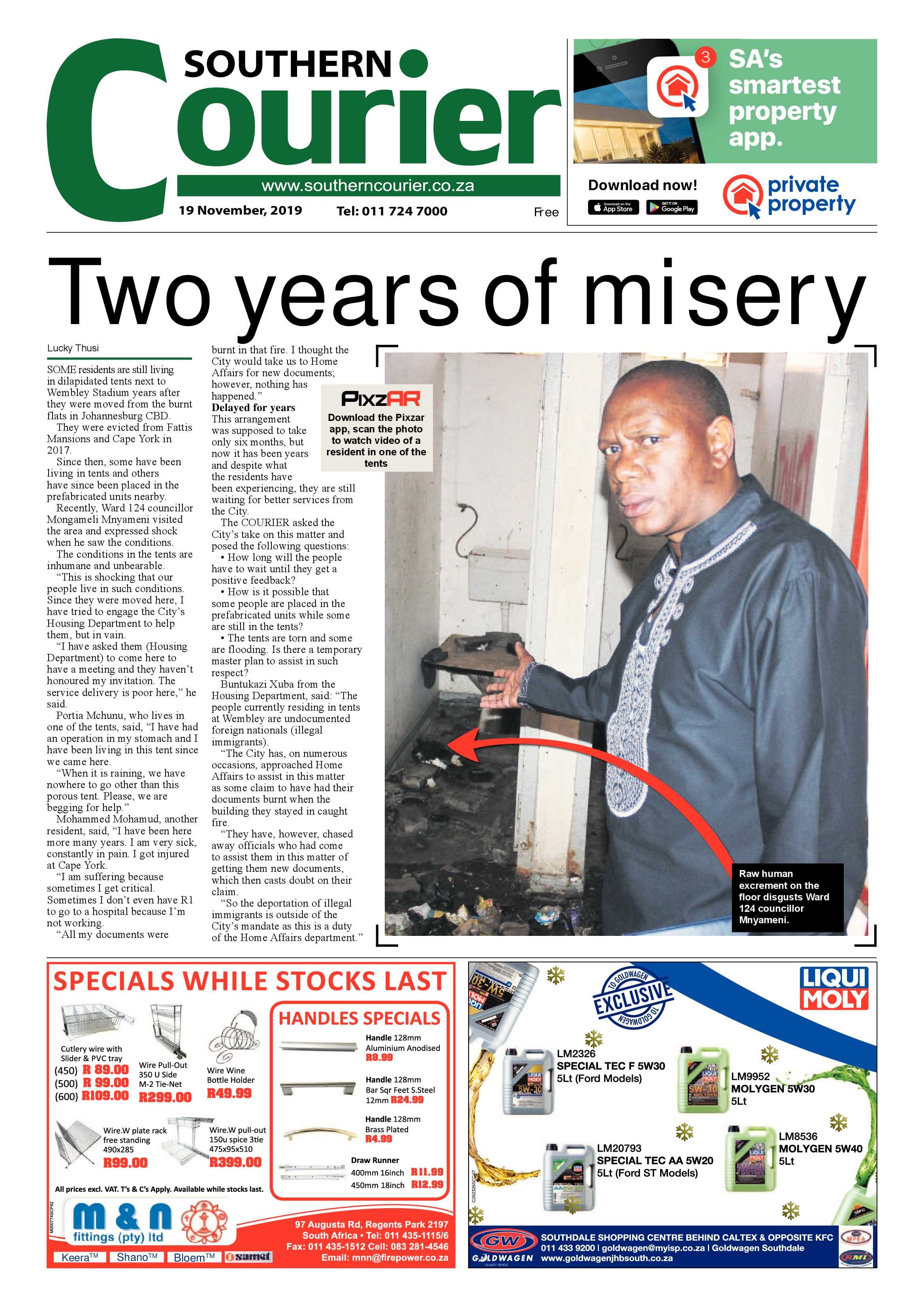 Southern Courier 19 November 2019 page 1