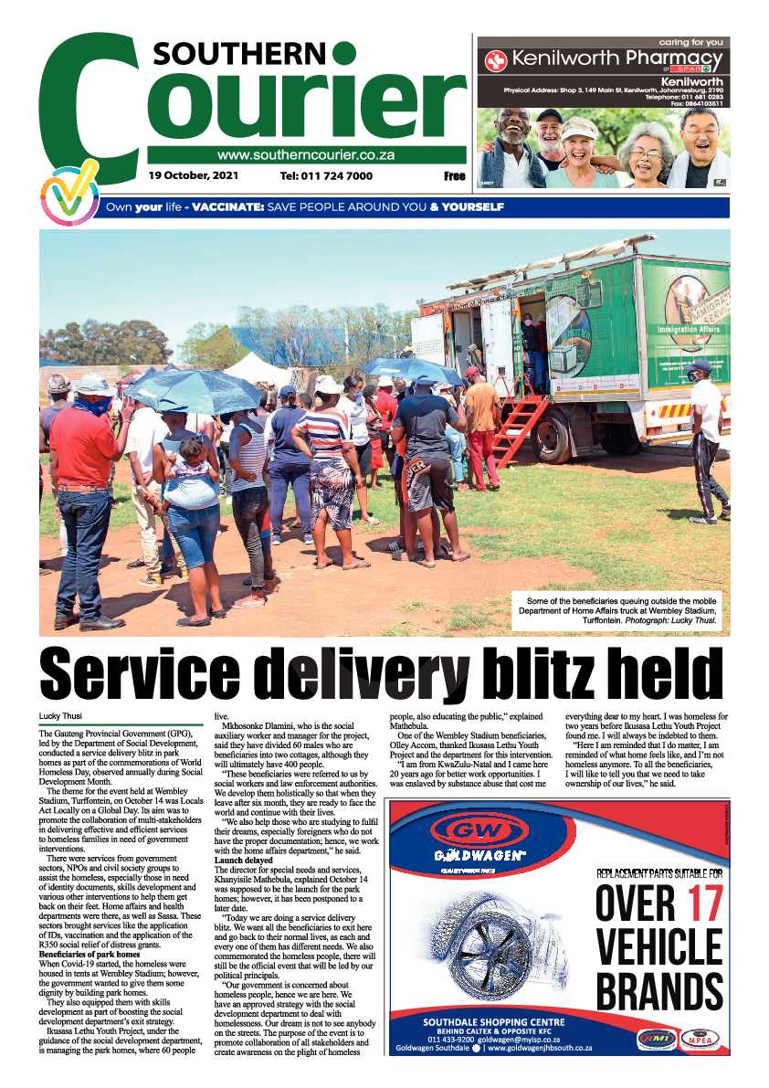 Southern Courier 19 October 2021 page 1
