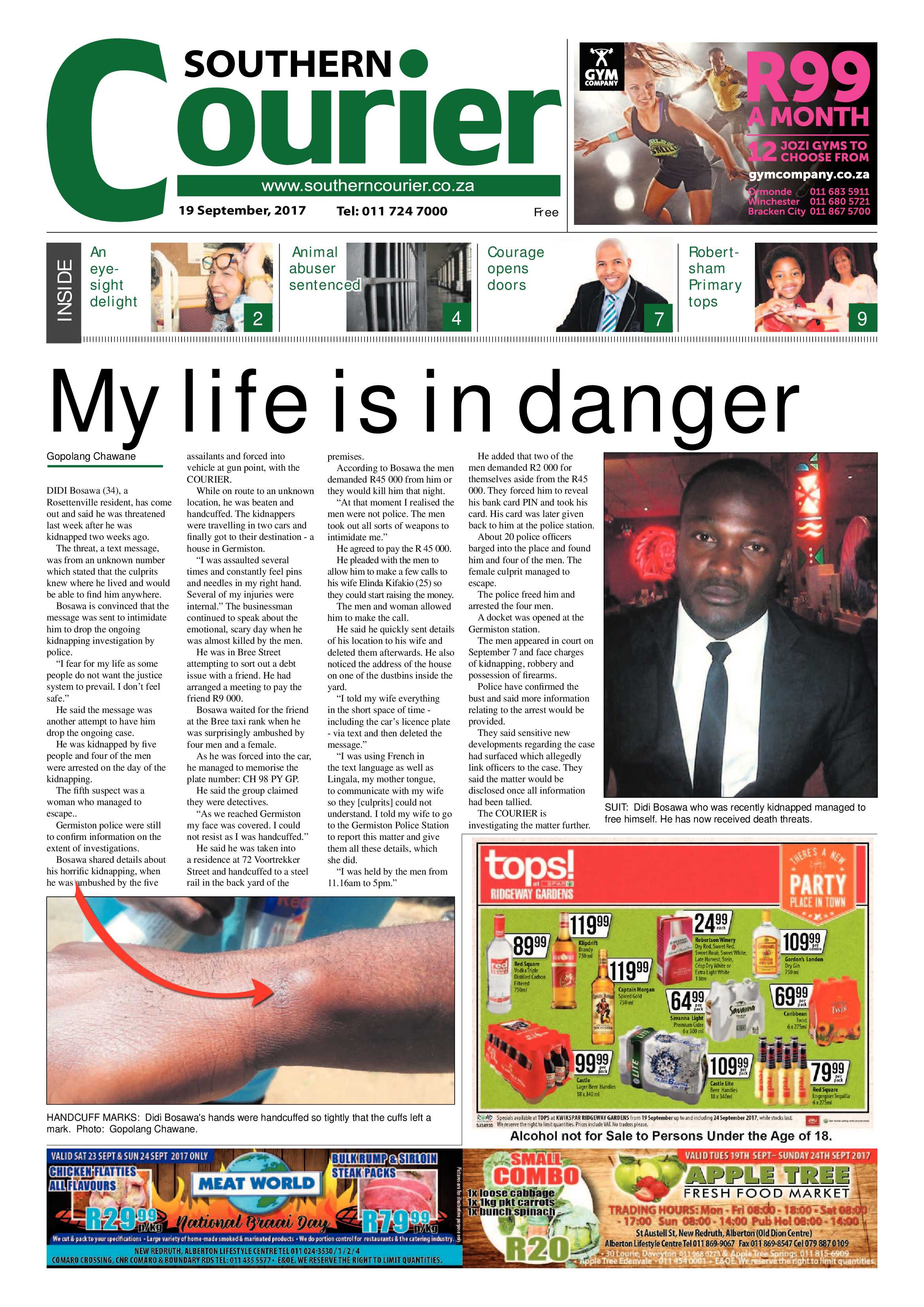 Southern Courier 19 September 2017 page 1