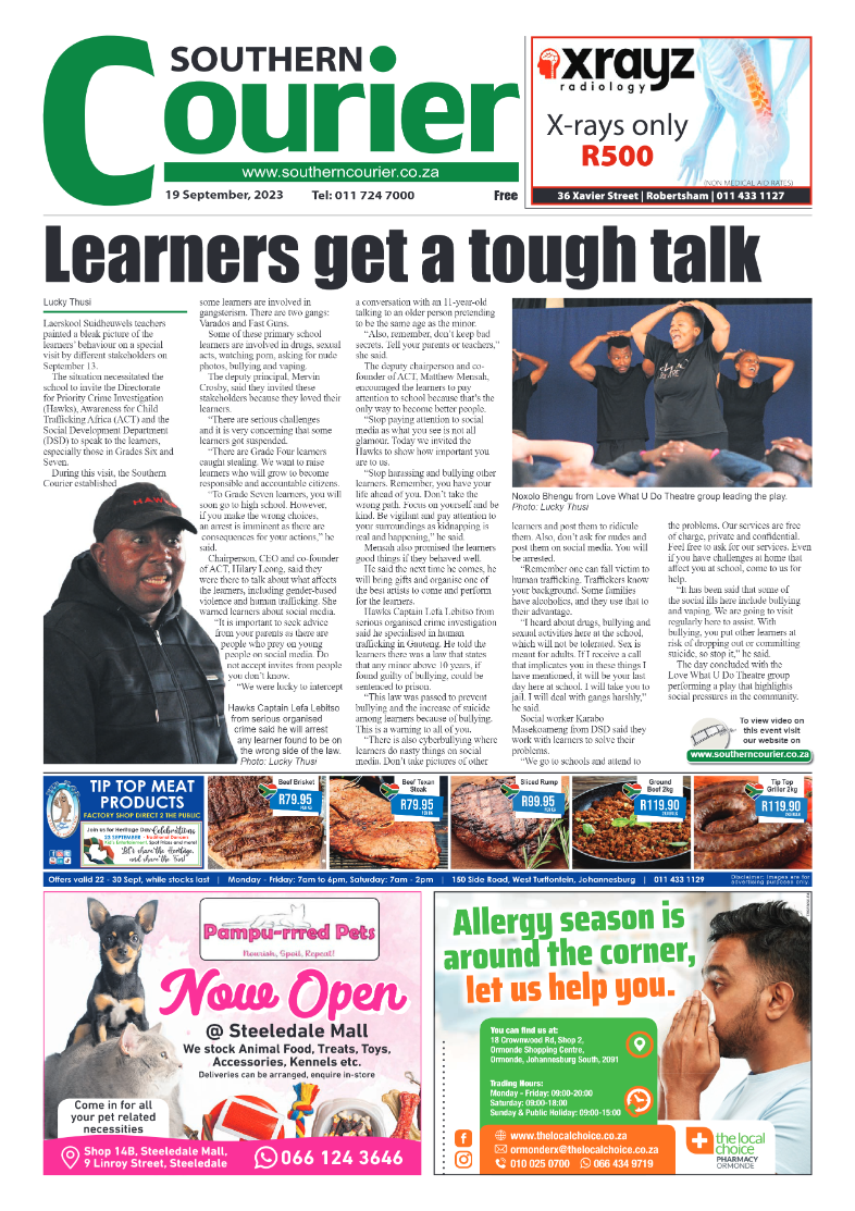 Southern Courier 19 September 2023 page 1