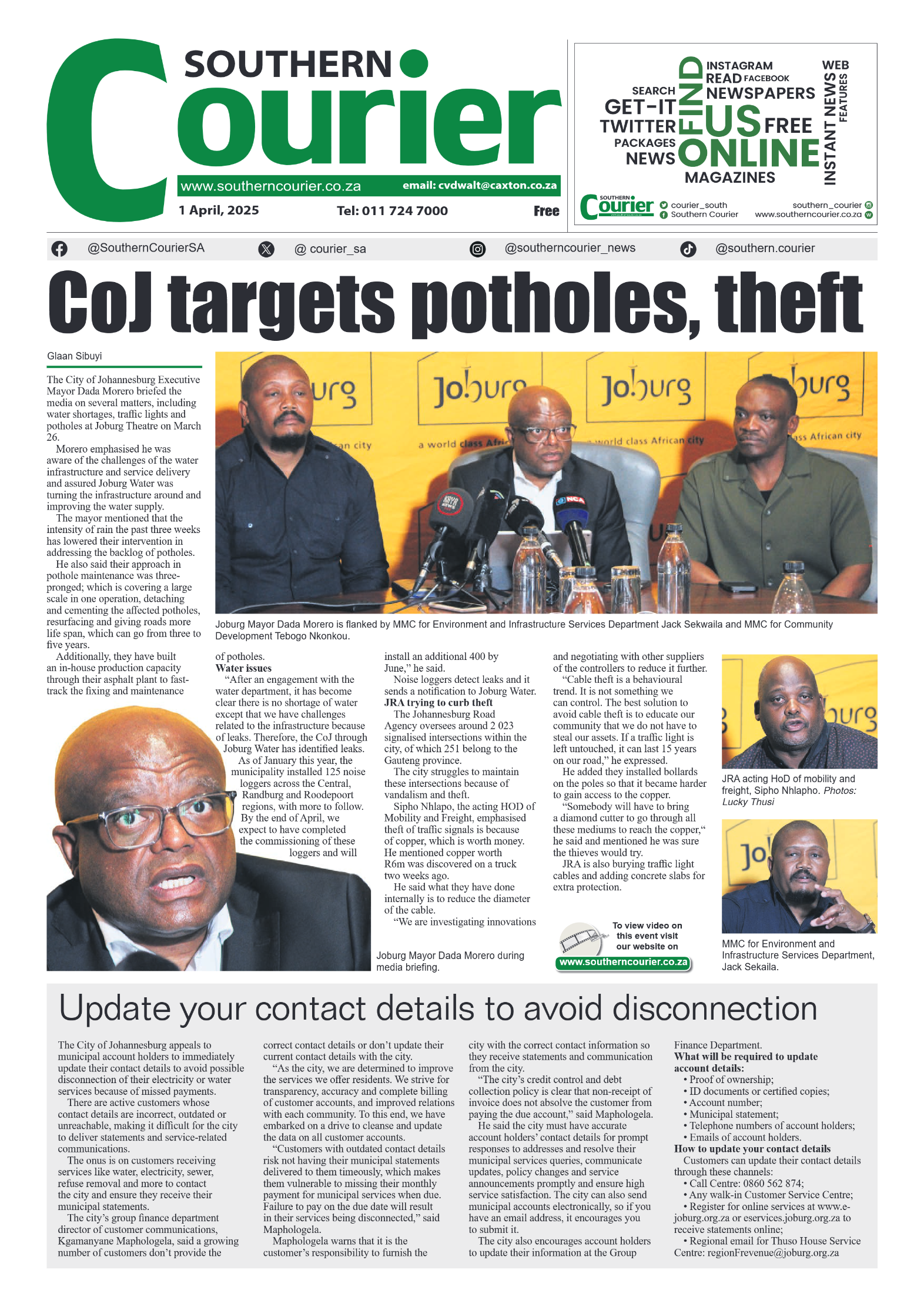 Southern Courier 1 April 2025 page 1