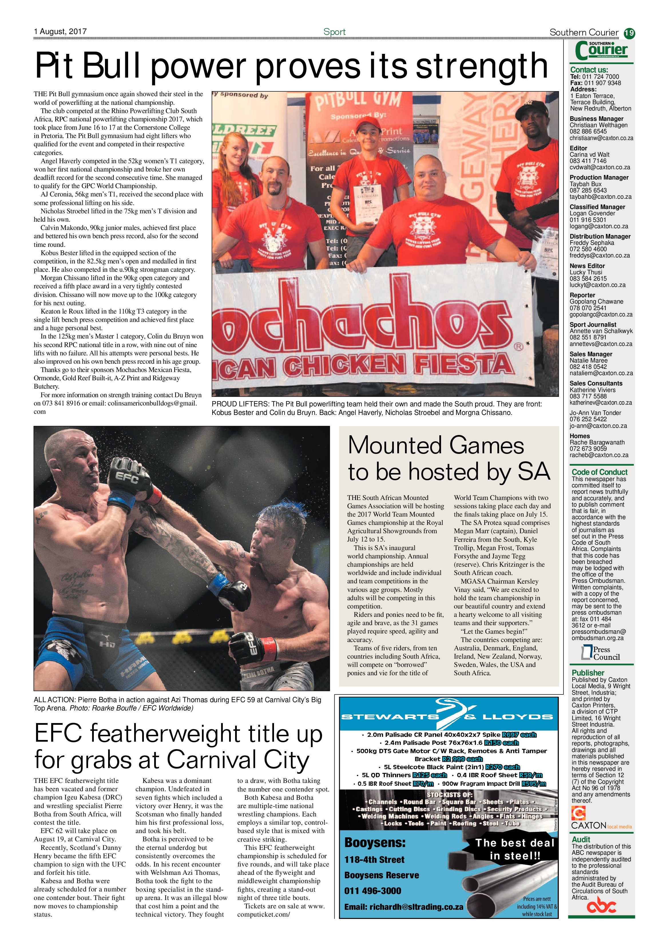 Southern Courier 1 August 2017 page 19