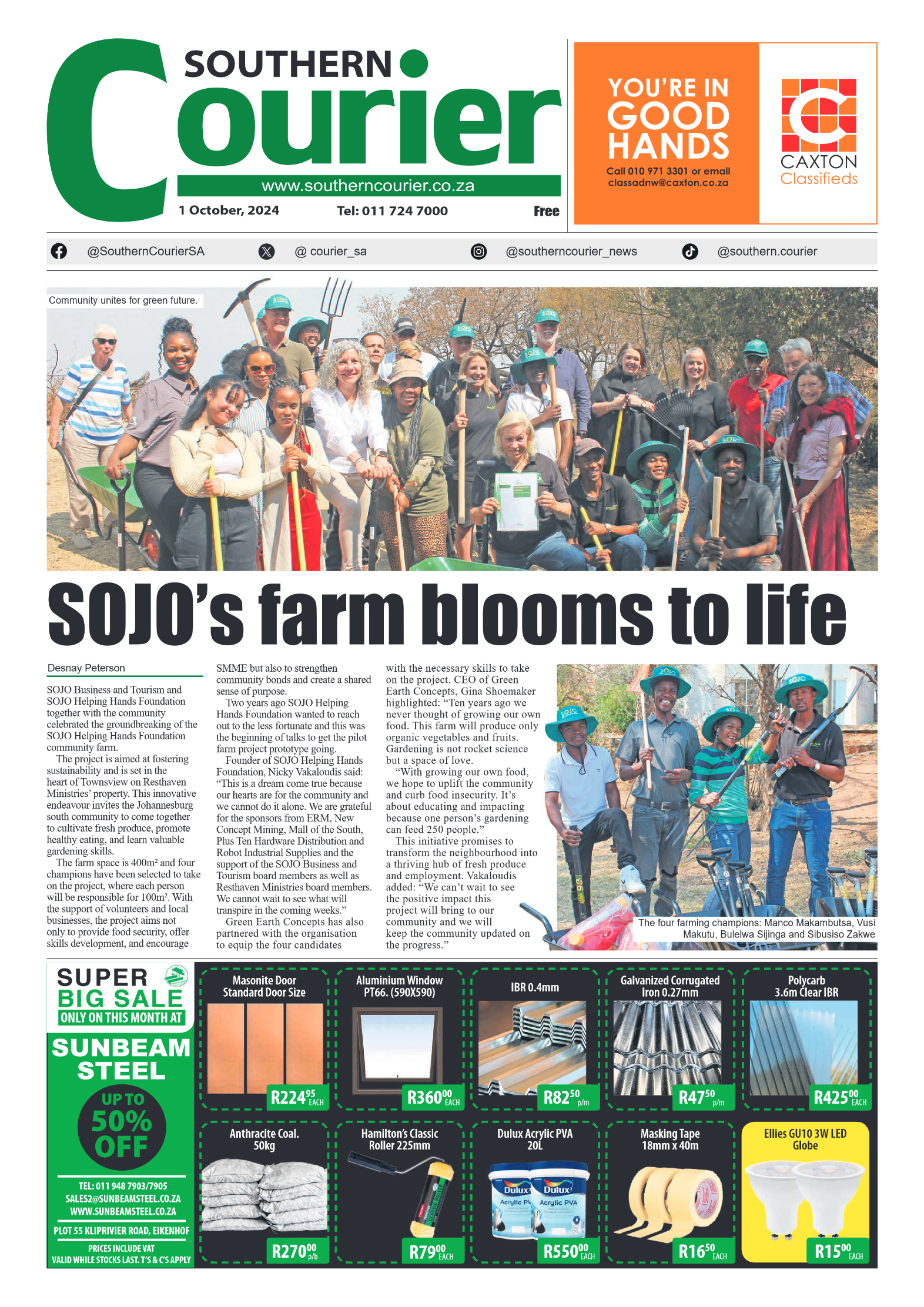 Southern Courier 1 October 2024 page 1