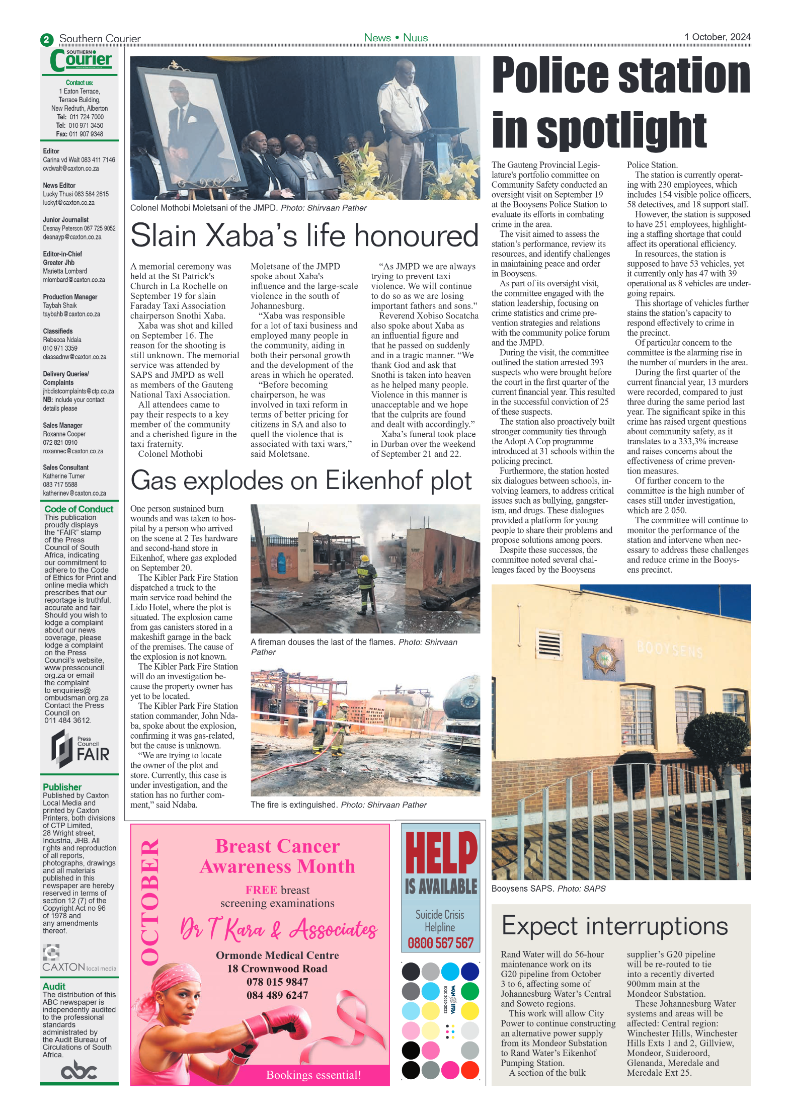 Southern Courier 1 October 2024 page 2