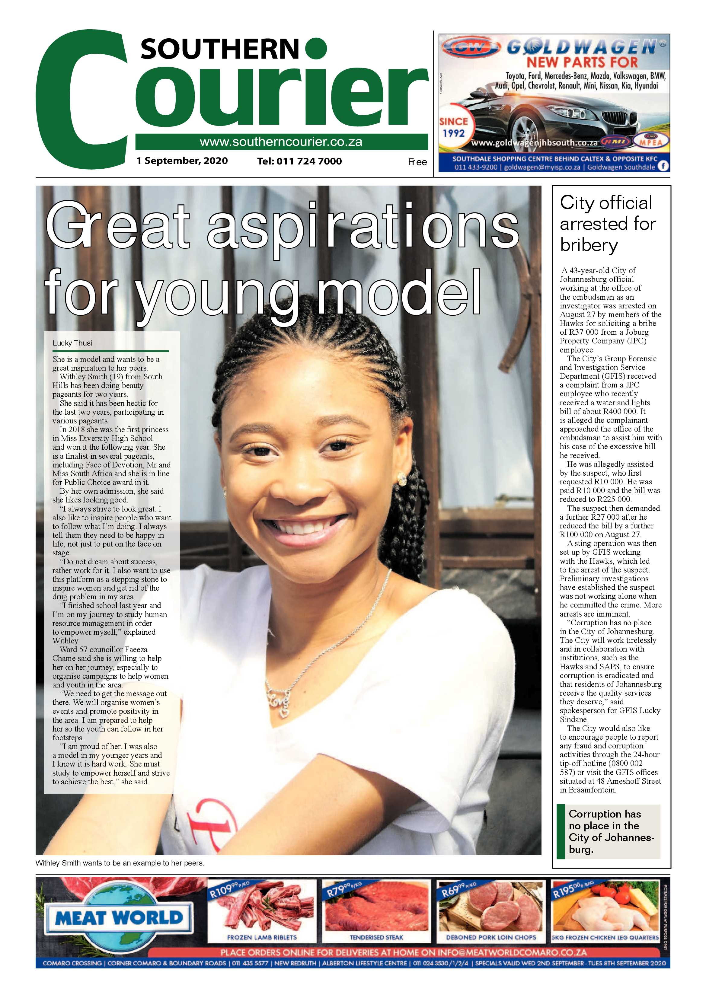 Southern Courier 1 September 2020 page 1
