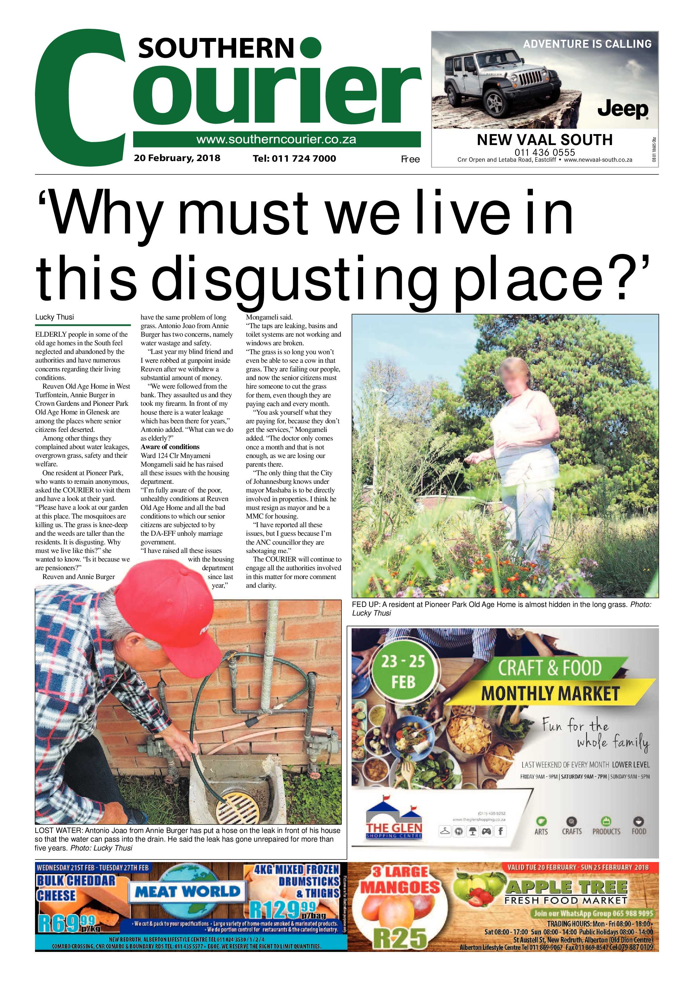 Southern Courier 20 February 2018 page 1