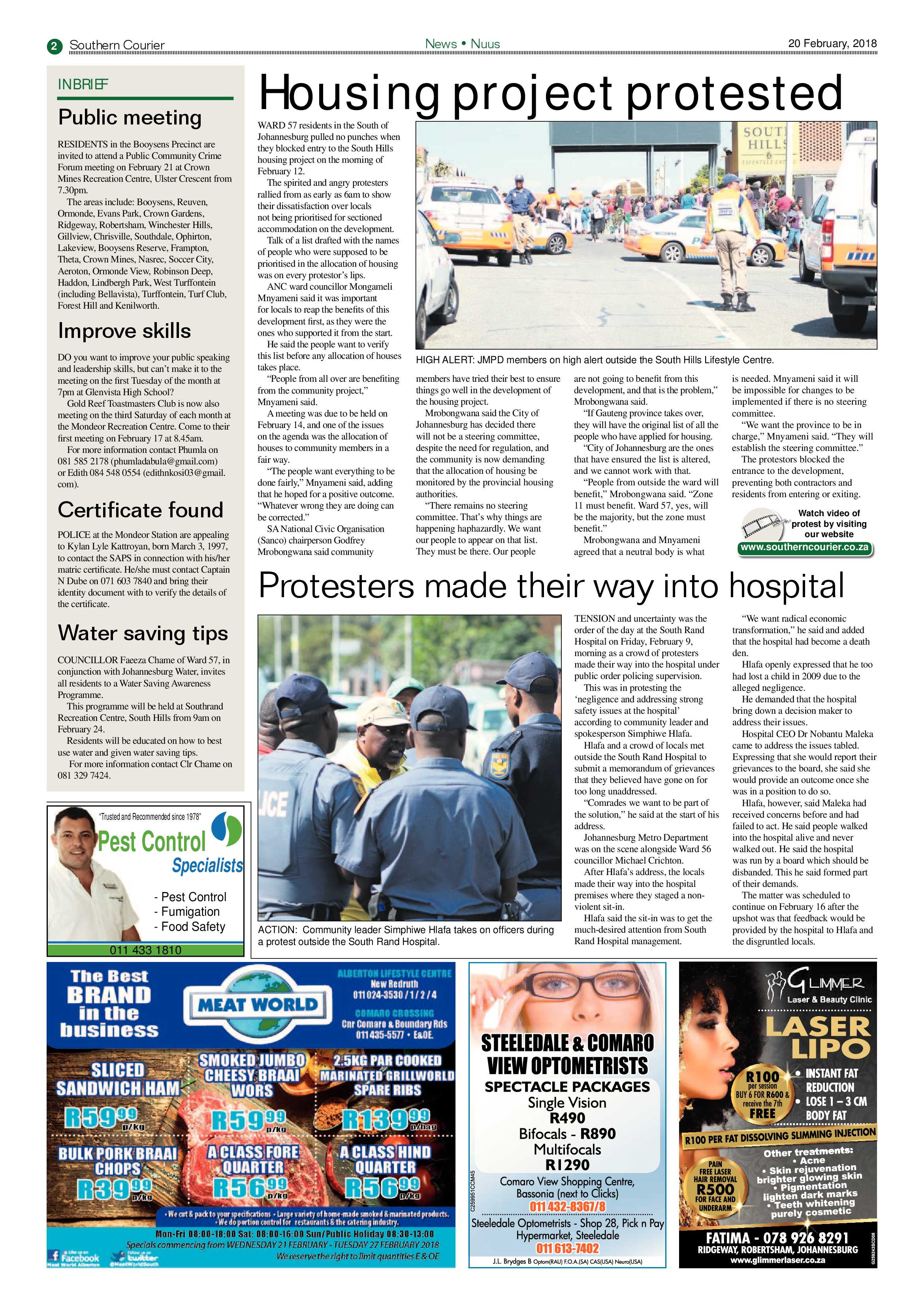 Southern Courier 20 February 2018 page 2