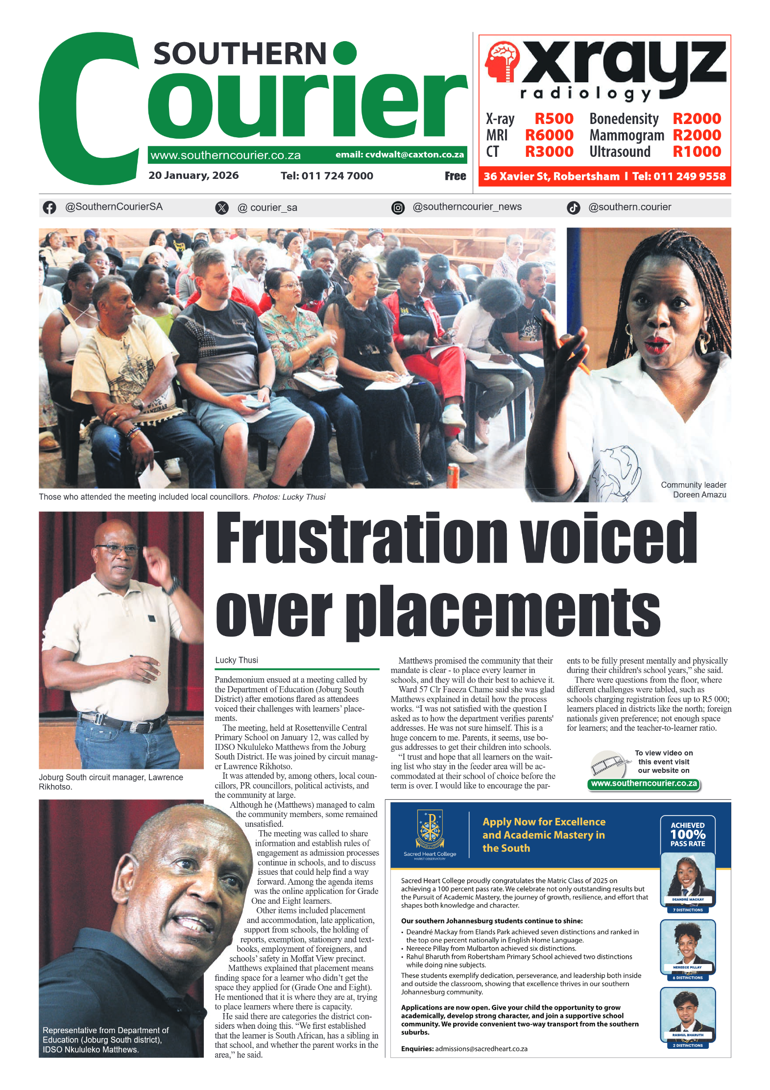Southern Courier 20 January 2026 page 1