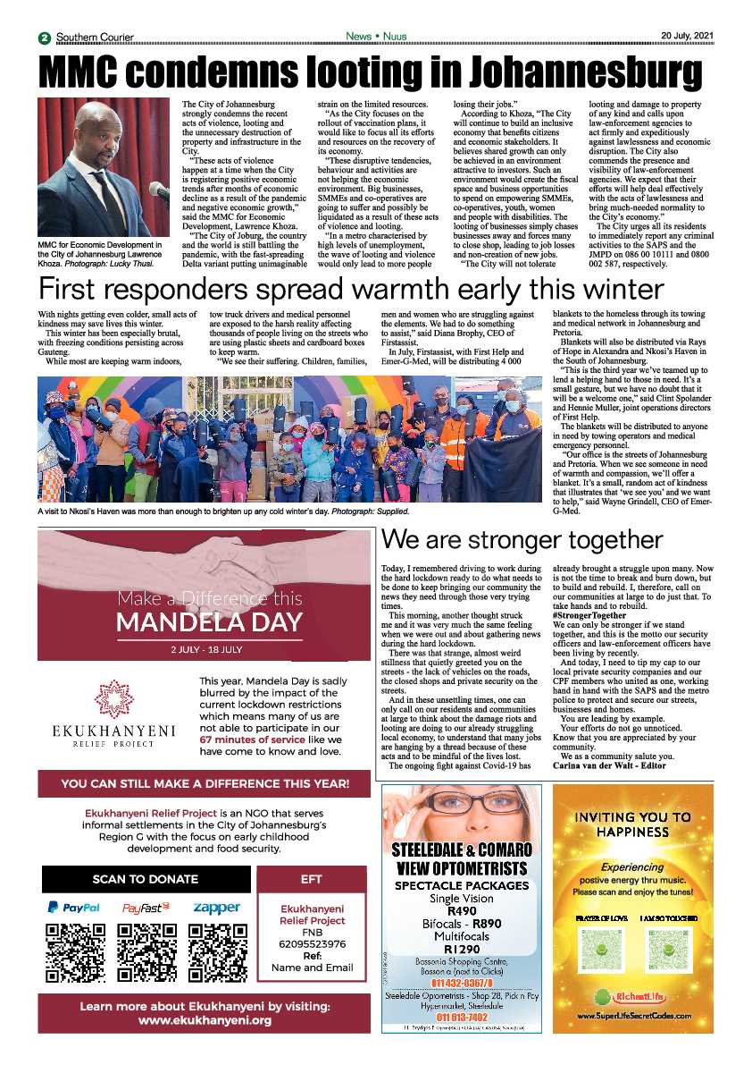 Southern Courier 20 July 2021 page 2
