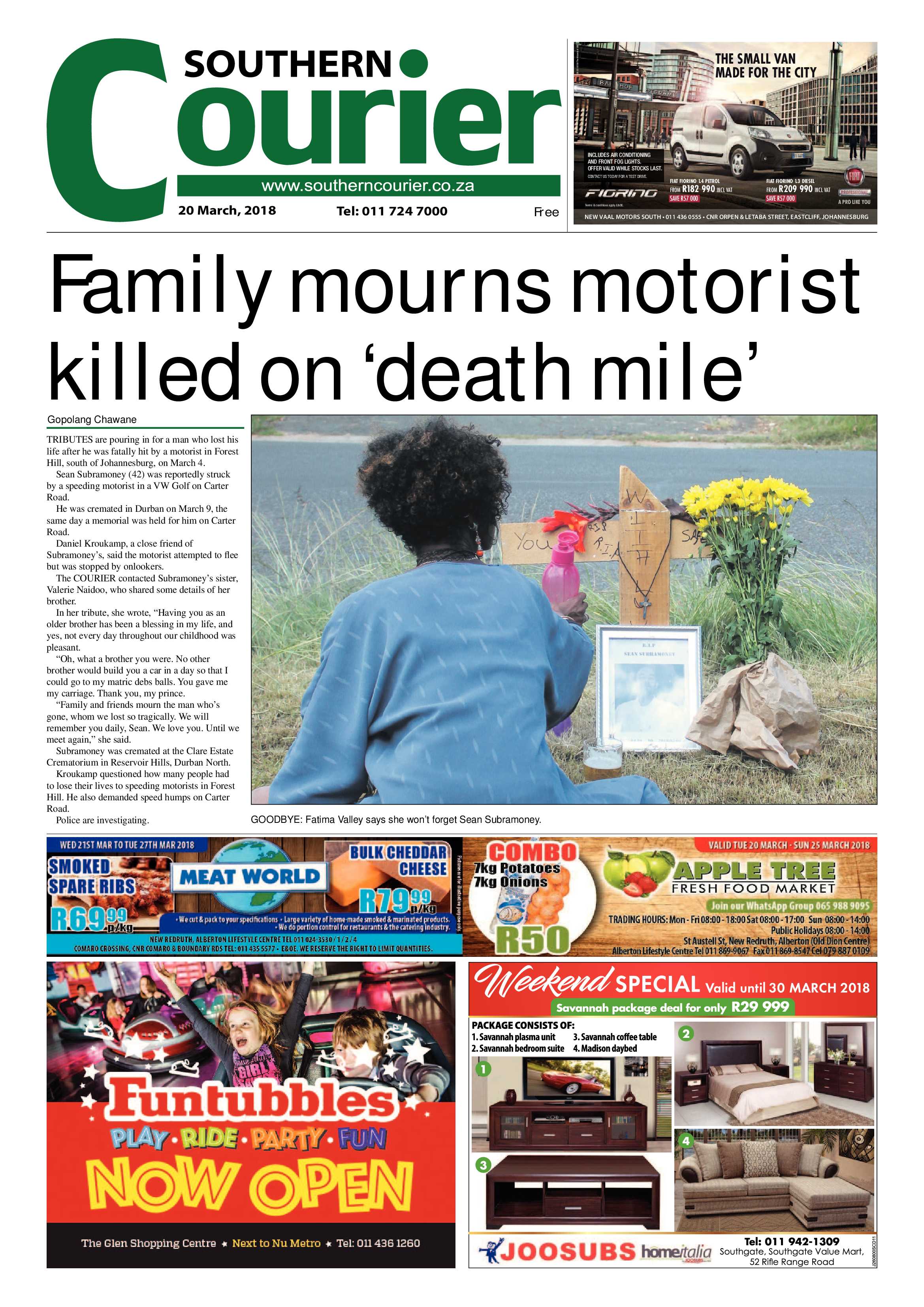 Southern Courier 20 March 2018 page 1