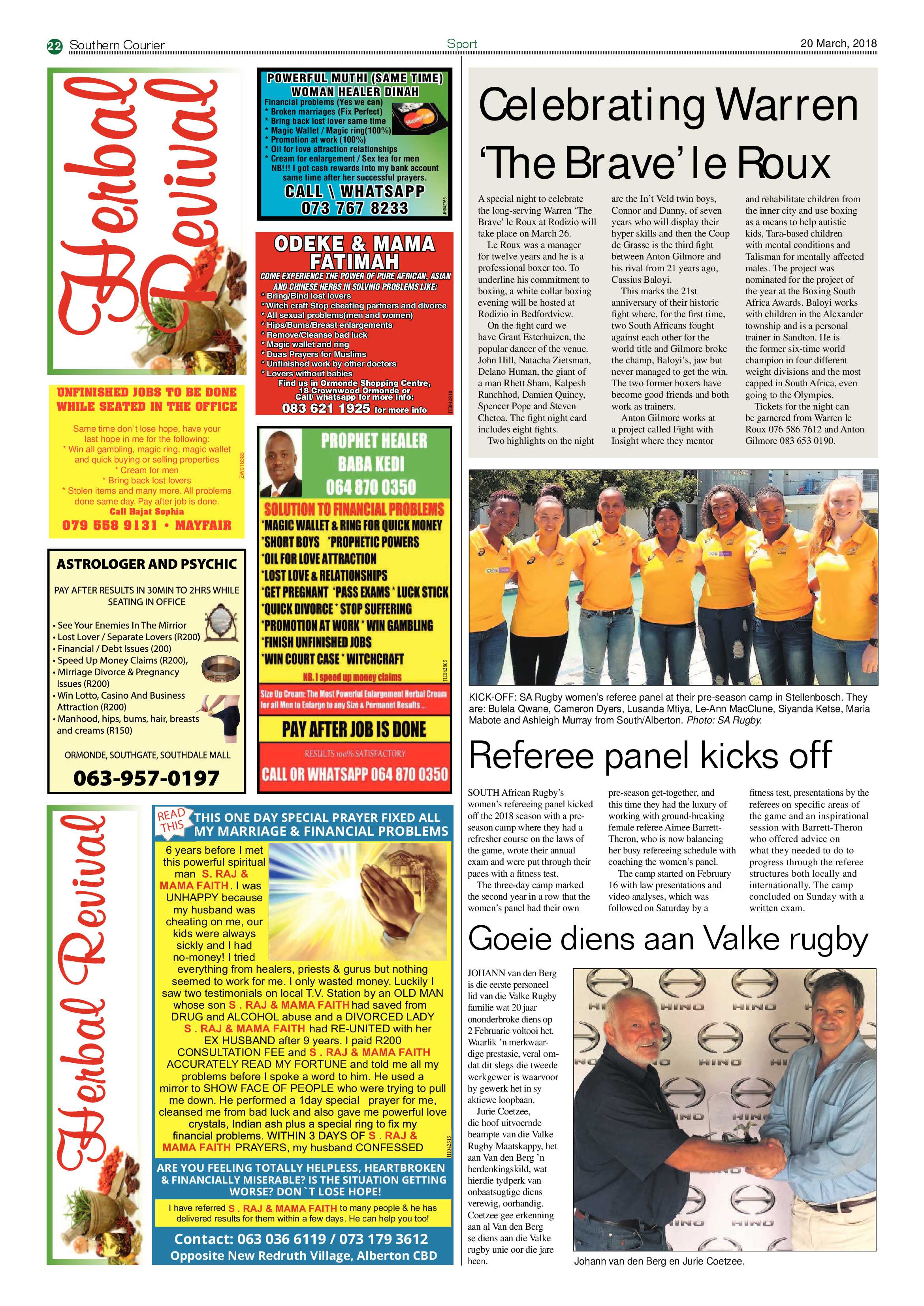 Southern Courier 20 March 2018 page 22