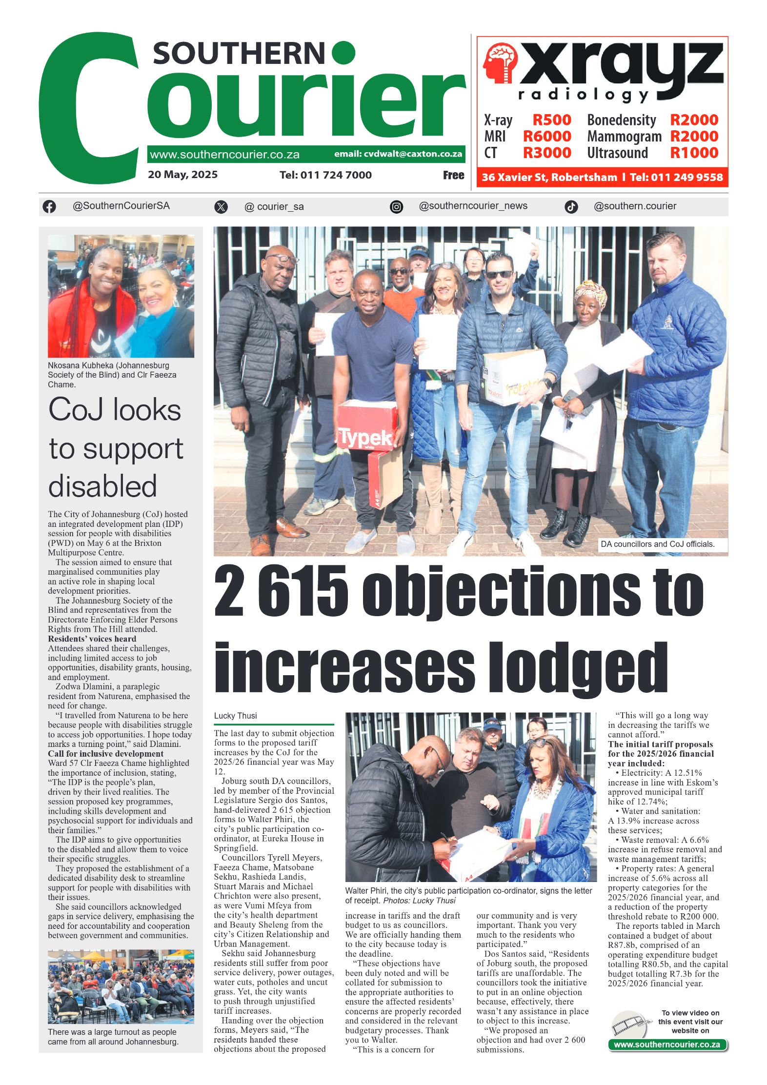 Southern Courier 20 May 2025 page 1