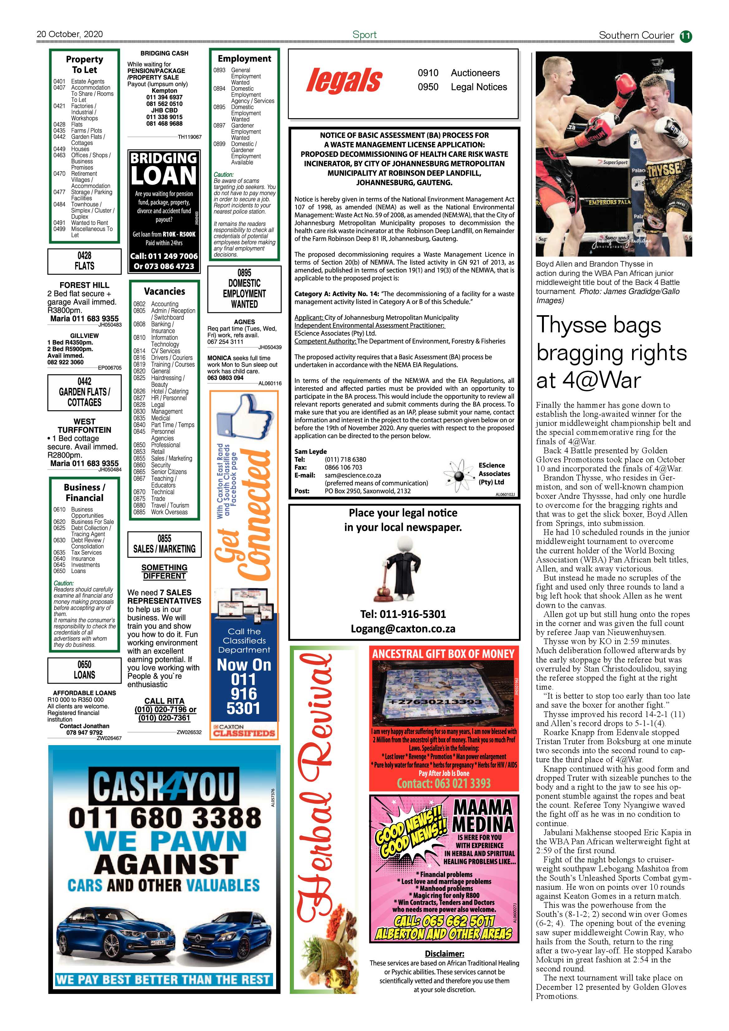 Southern Courier 20 October 2020 page 11