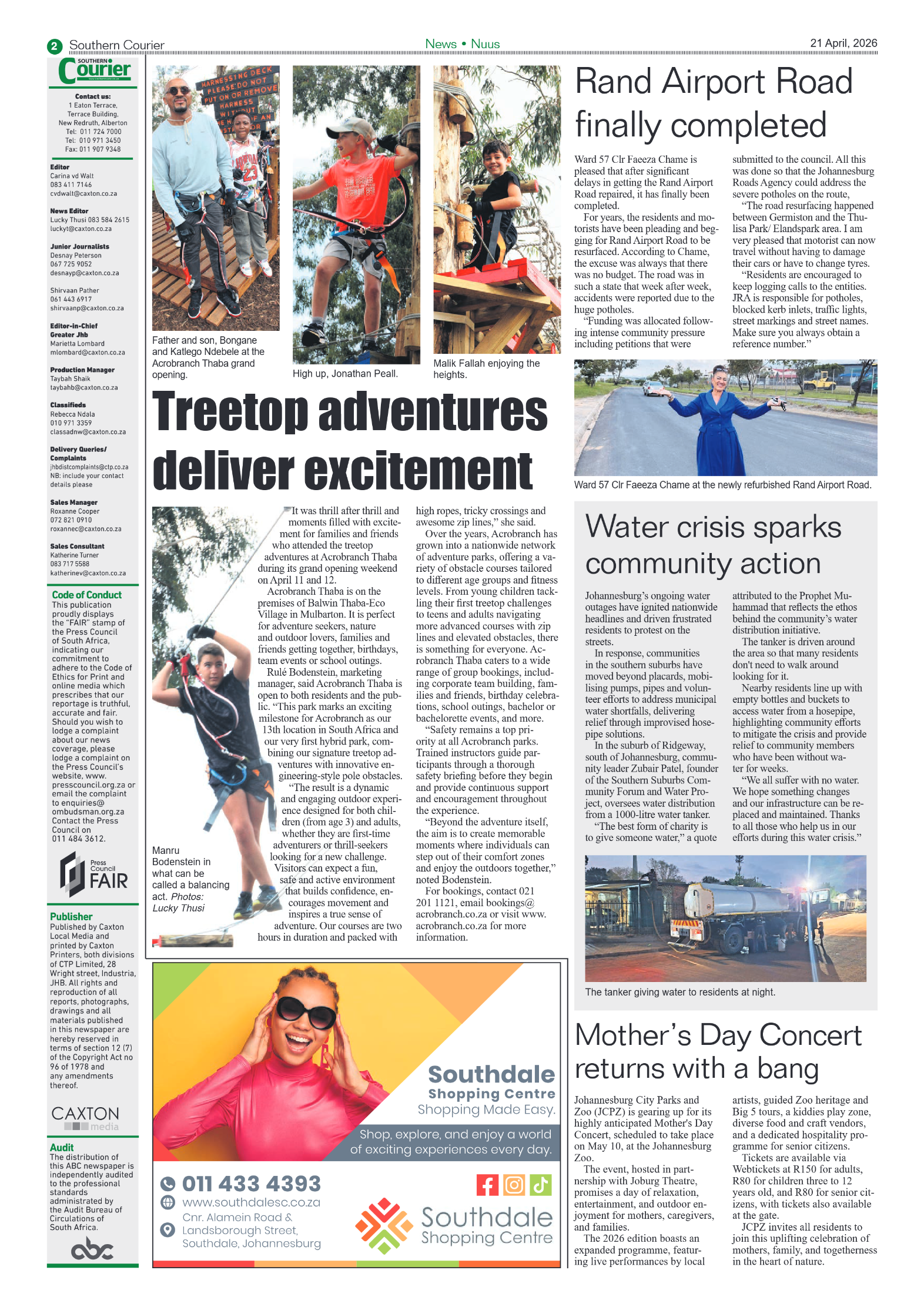 Southern Courier 21 April 2026 page 2