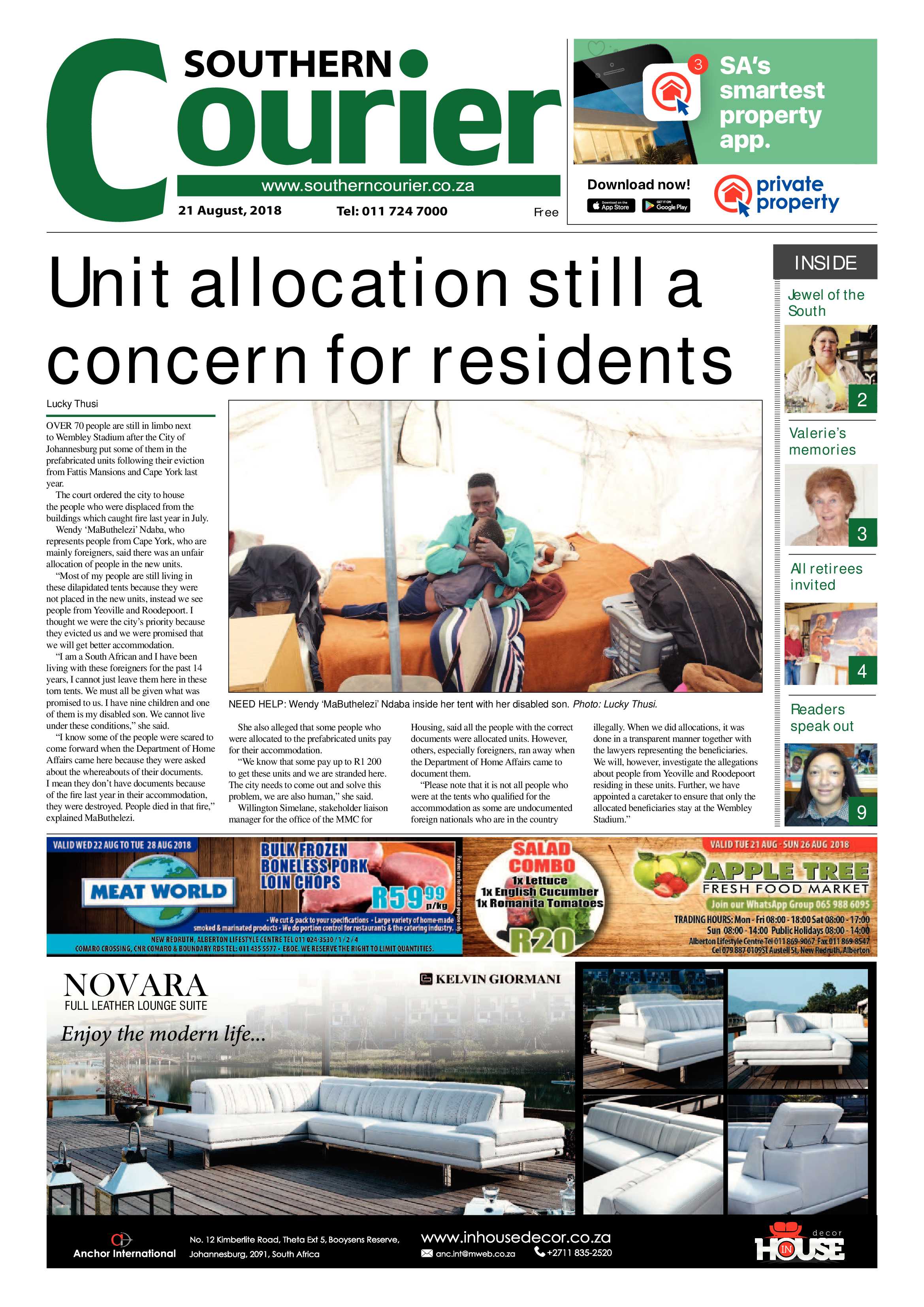 Southern Courier 21 August 2018 page 1