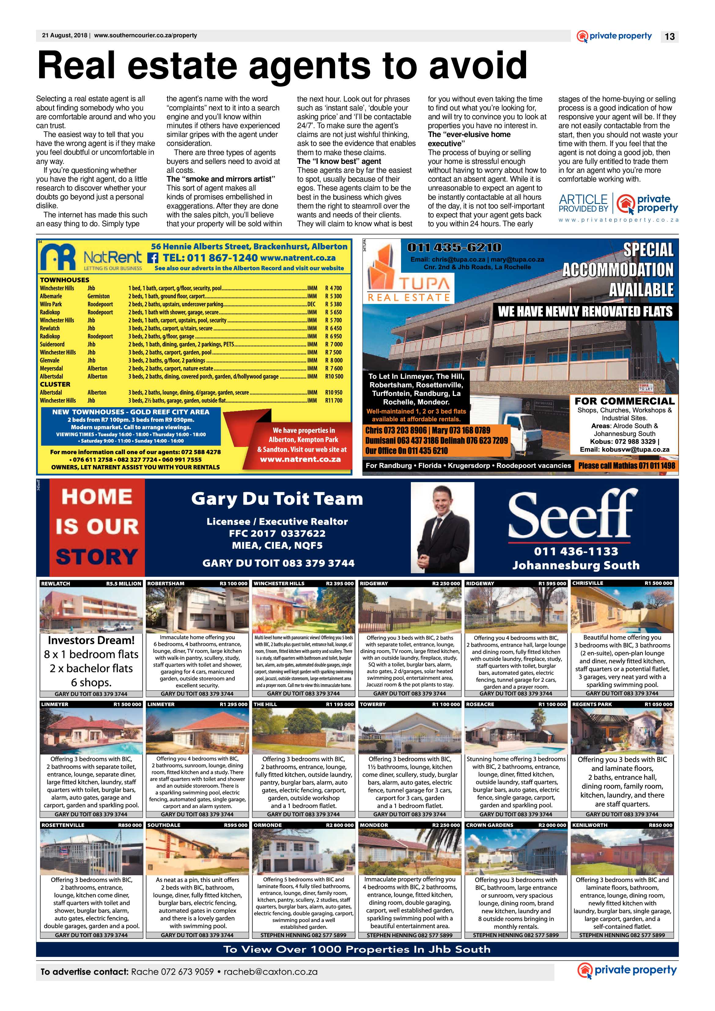 Southern Courier 21 August 2018 page 13