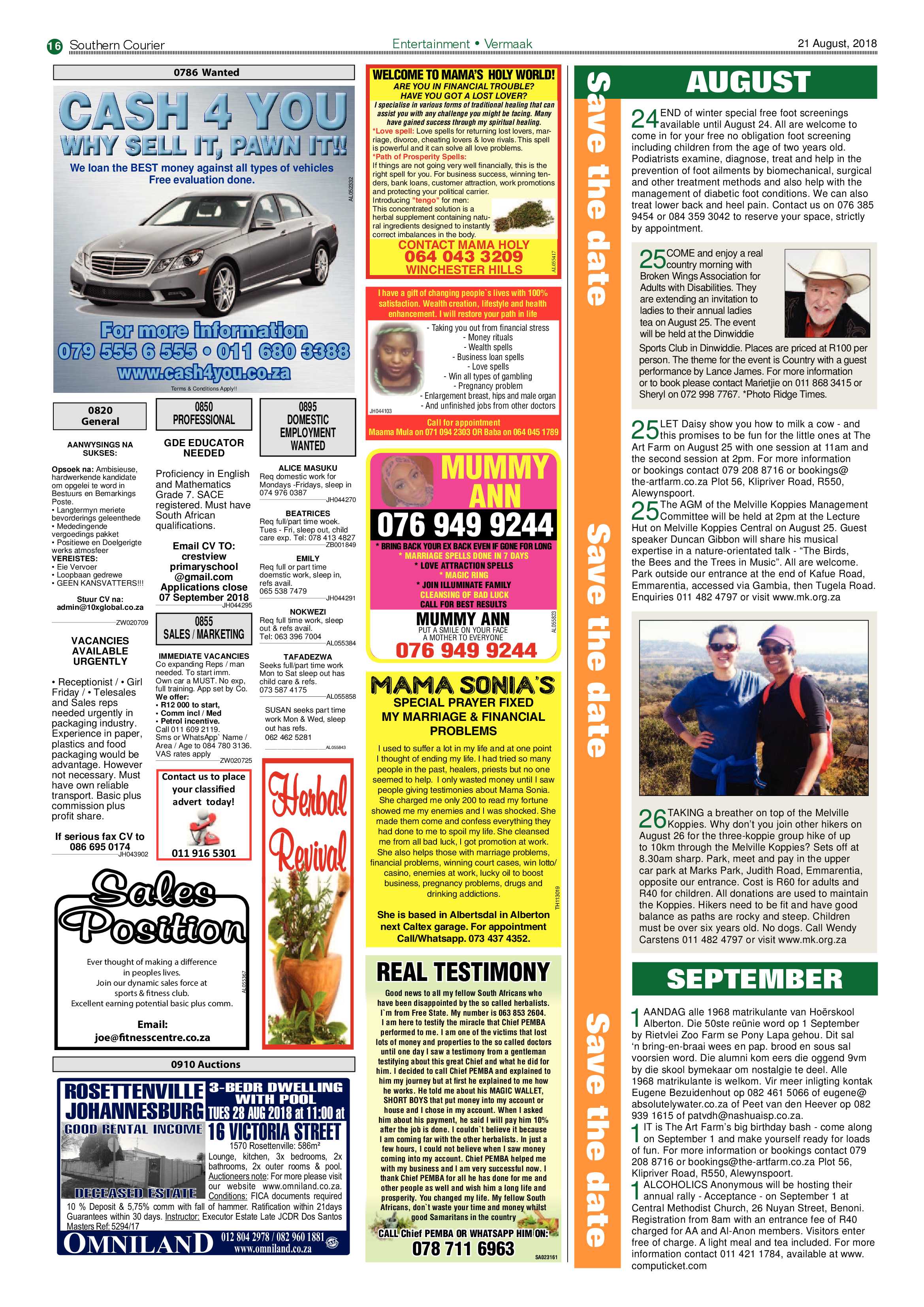 Southern Courier 21 August 2018 page 16